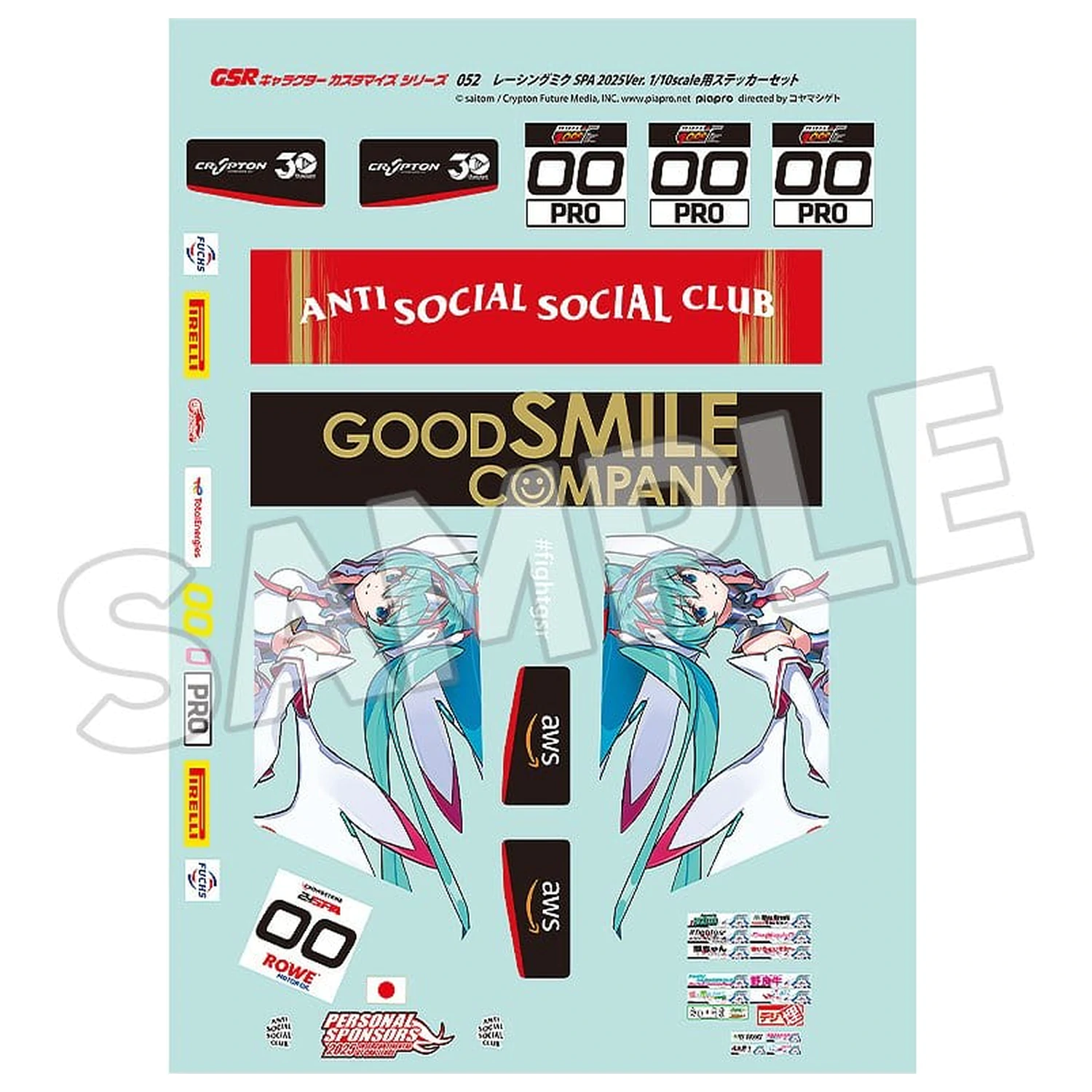Hatsune Miku GSR Character Customization Series 052 Sticker Set for GSR Cars 1/10 Racing Miku SPA 2025 Ver. product photo
