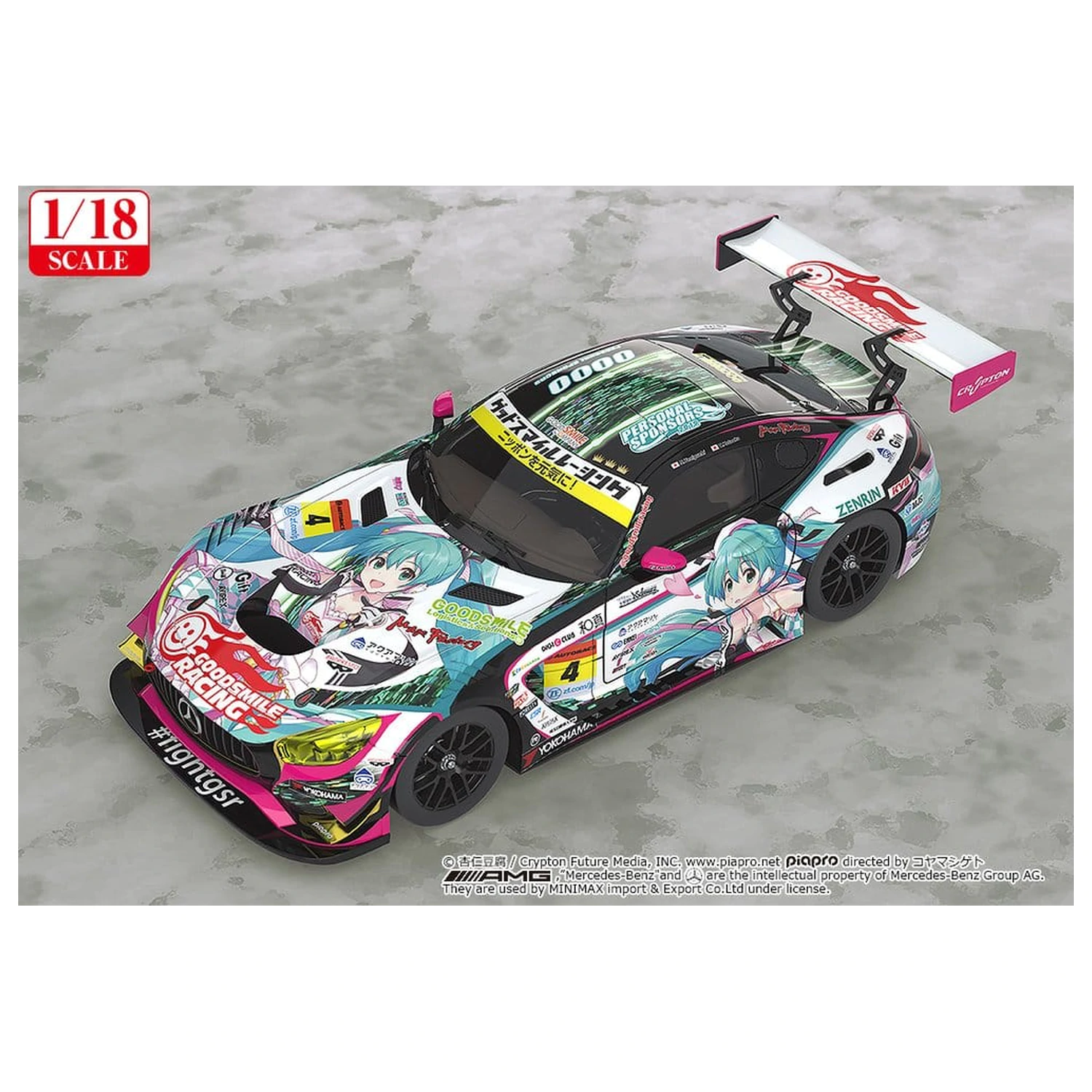 Hatsune Miku GT Project Vehicle 1/18 Good Smile Hatsune Miku AMG 2019 Ver. 26 cm product photo