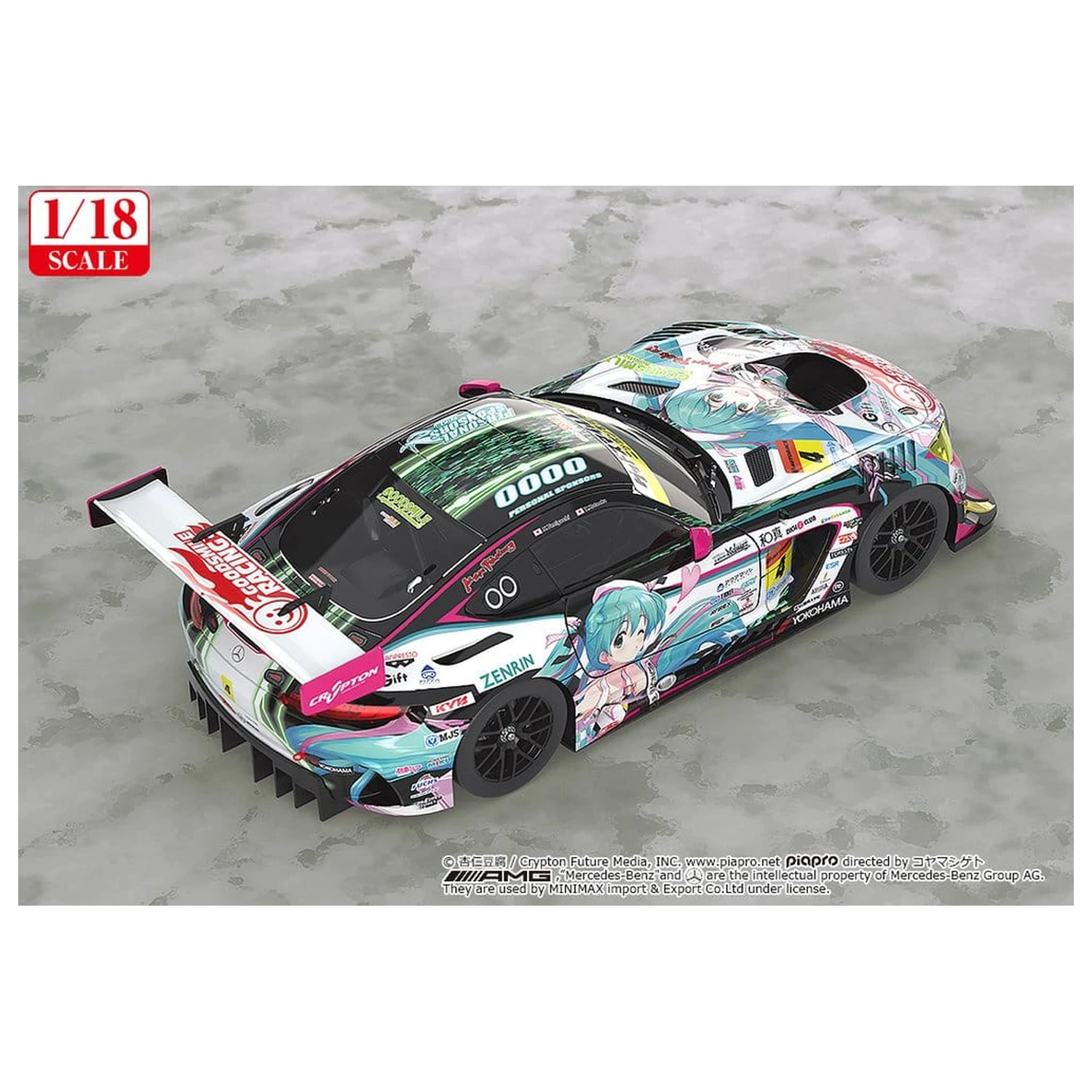 Hatsune Miku GT Project Vehicle 1/18 Good Smile Hatsune Miku AMG 2019 Ver. 26 cm product photo