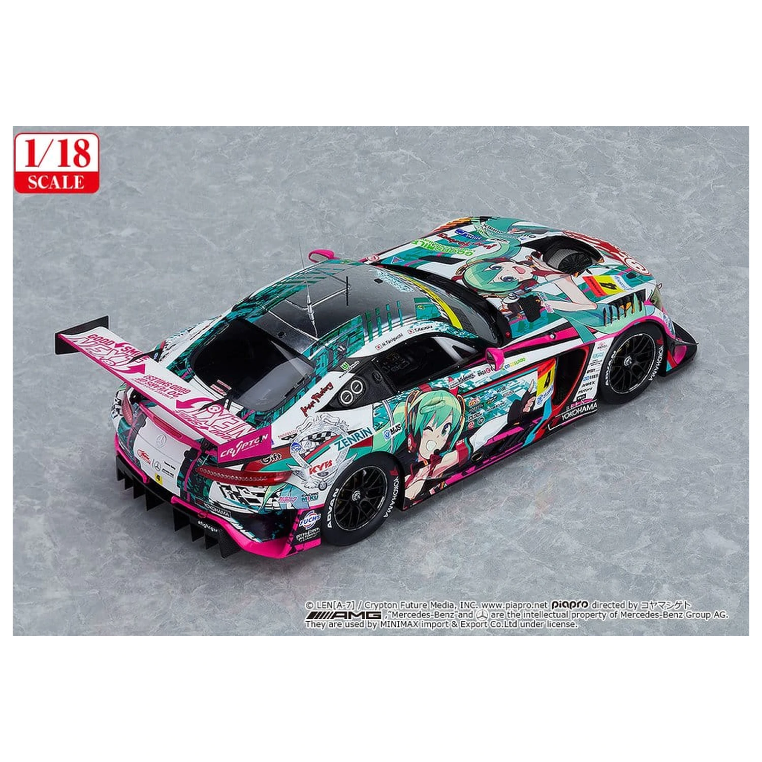Hatsune Miku GT Project Vehicle 1/18 Good Smile Hatsune Miku AMG 2020 SUPER GT Okayama Test Ver. 26 cm product photo