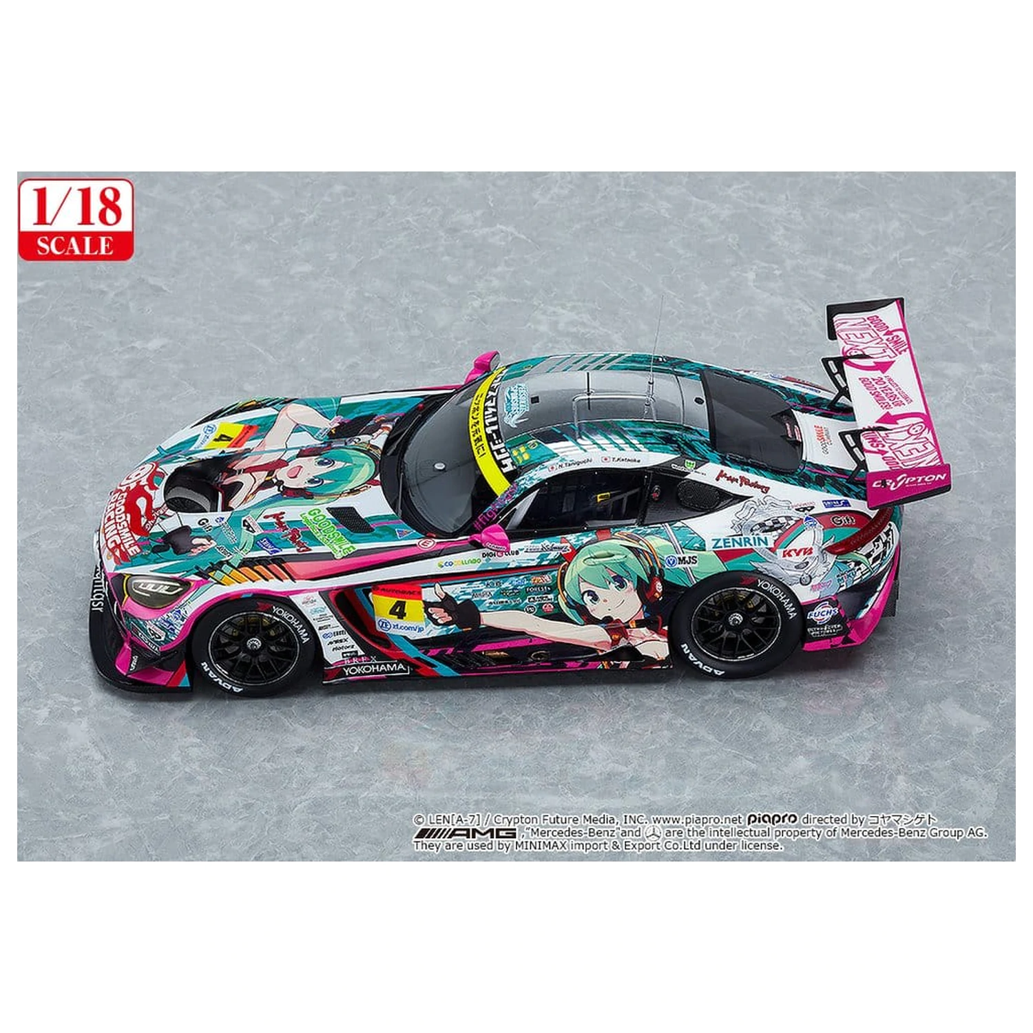Hatsune Miku GT Project Vehicle 1/18 Good Smile Hatsune Miku AMG 2020 SUPER GT Okayama Test Ver. 26 cm product photo