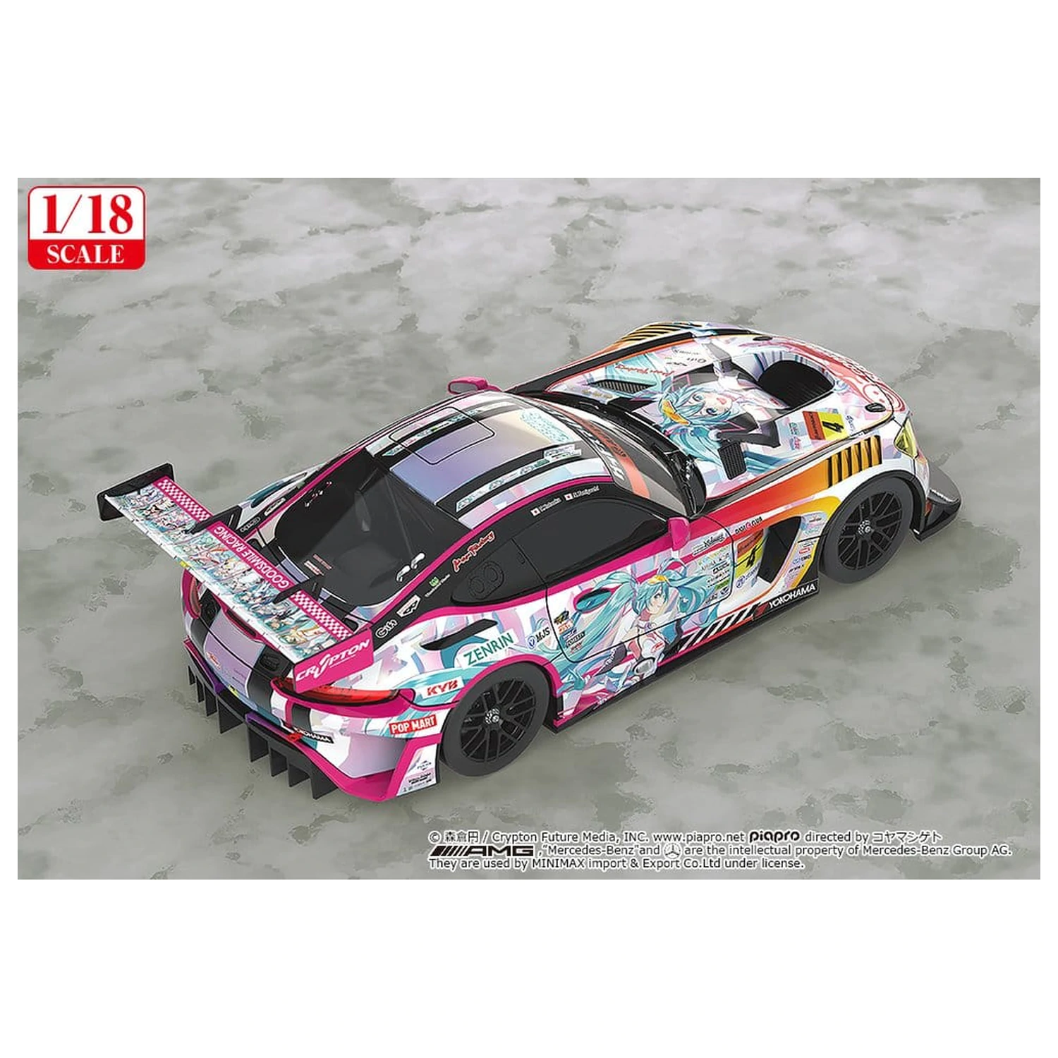 Hatsune Miku GT Project Vehicle 1/18 Good Smile Hatsune Miku AMG 2021 SUPER GT 100th Race Commemorative Ver. 26 cm product photo