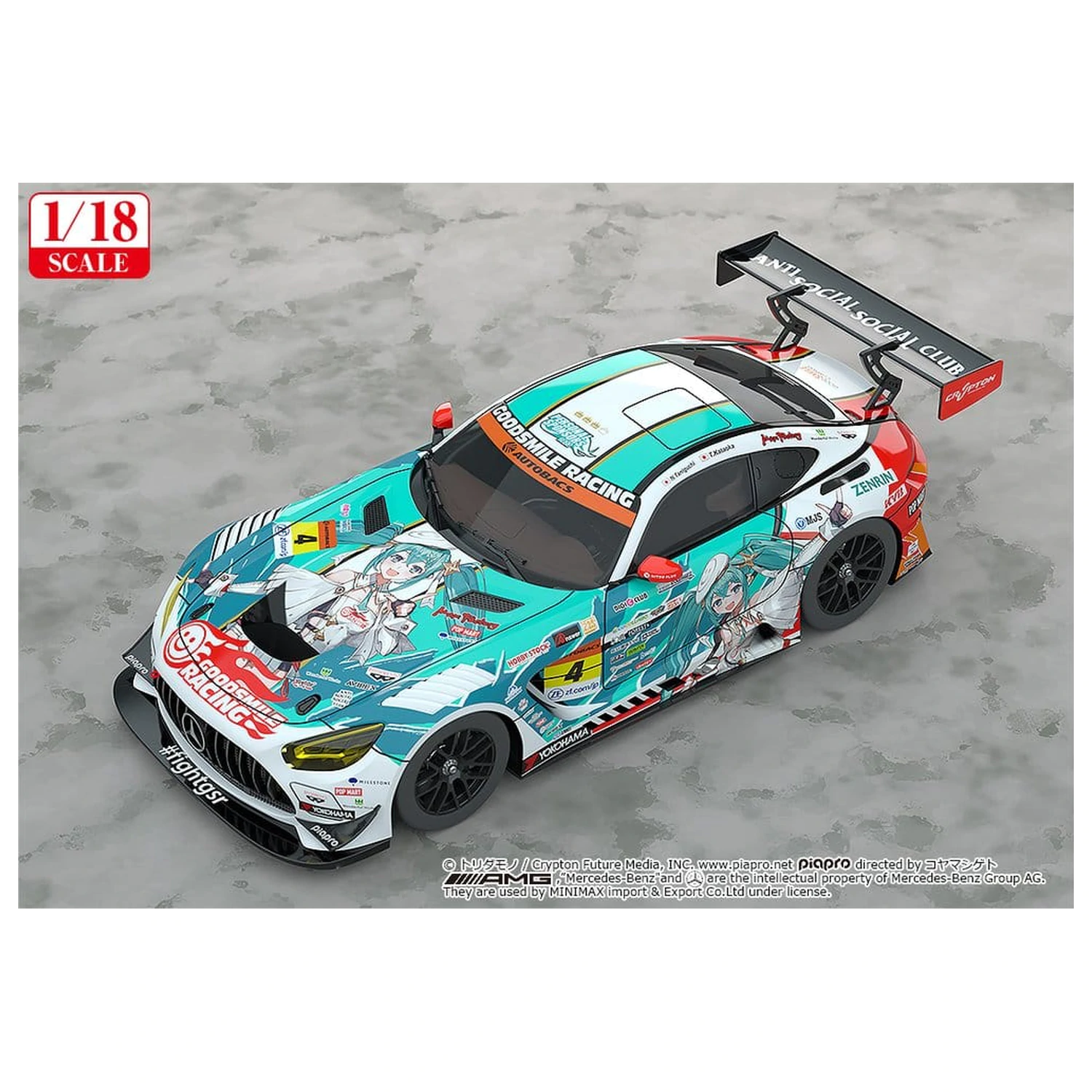 Hatsune Miku GT Project Vehicle 1/18 Good Smile Hatsune Miku AMG 2023 Season Opening Ver. 26 cm product photo
