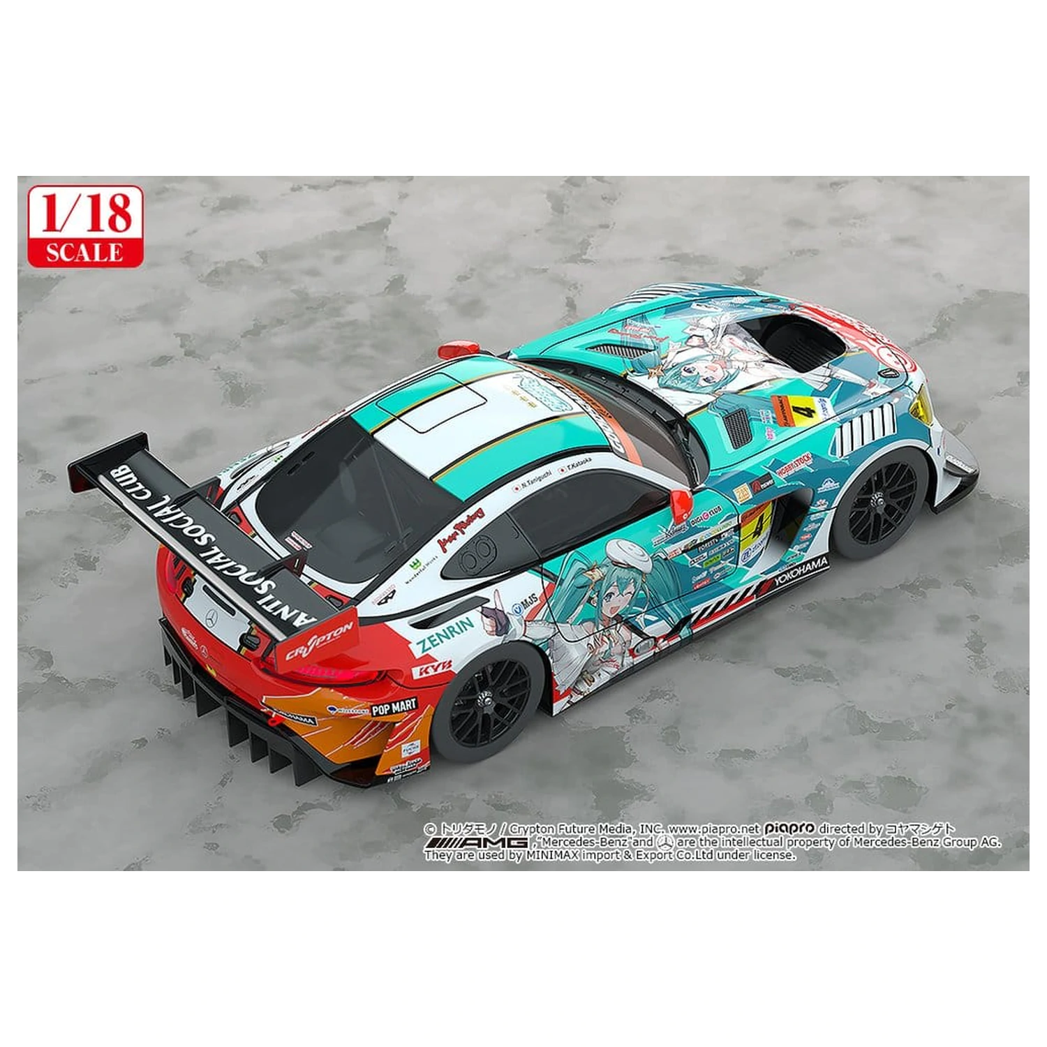 Hatsune Miku GT Project Vehicle 1/18 Good Smile Hatsune Miku AMG 2023 Season Opening Ver. 26 cm product photo
