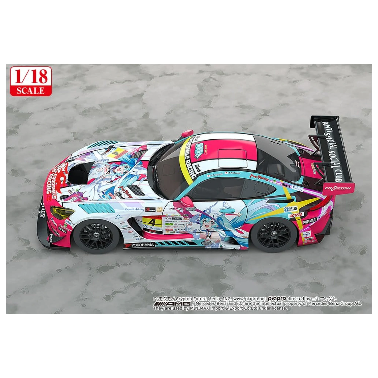 Hatsune Miku GT Project Vehicle 1/18 Good Smile Hatsune Miku AMG 2024 Season Opening Ver. 26 cm product photo