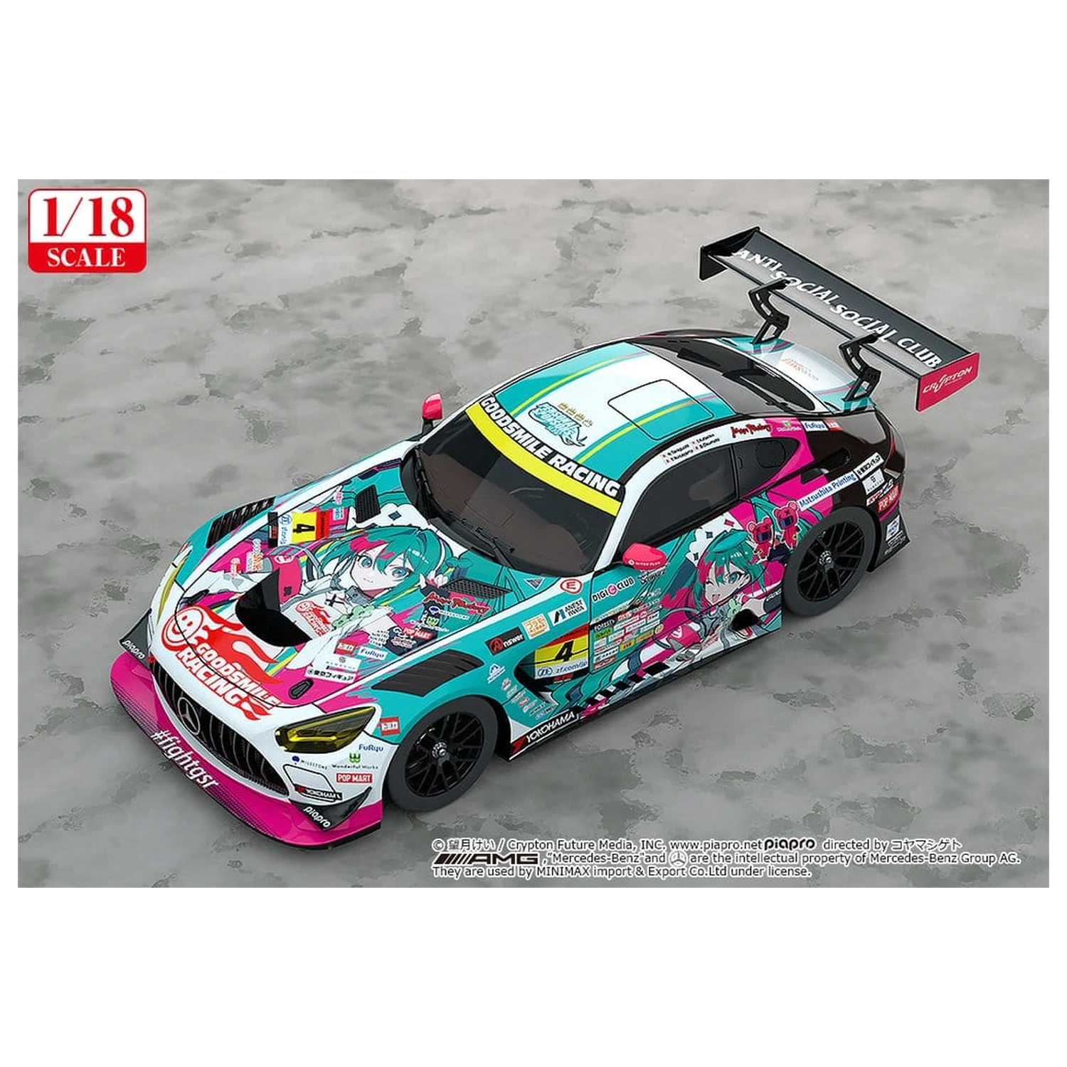 Hatsune Miku GT Project Vehicle 1/18 Good Smile Hatsune Miku AMG 2025 Season Opening Ver. 26 cm product photo