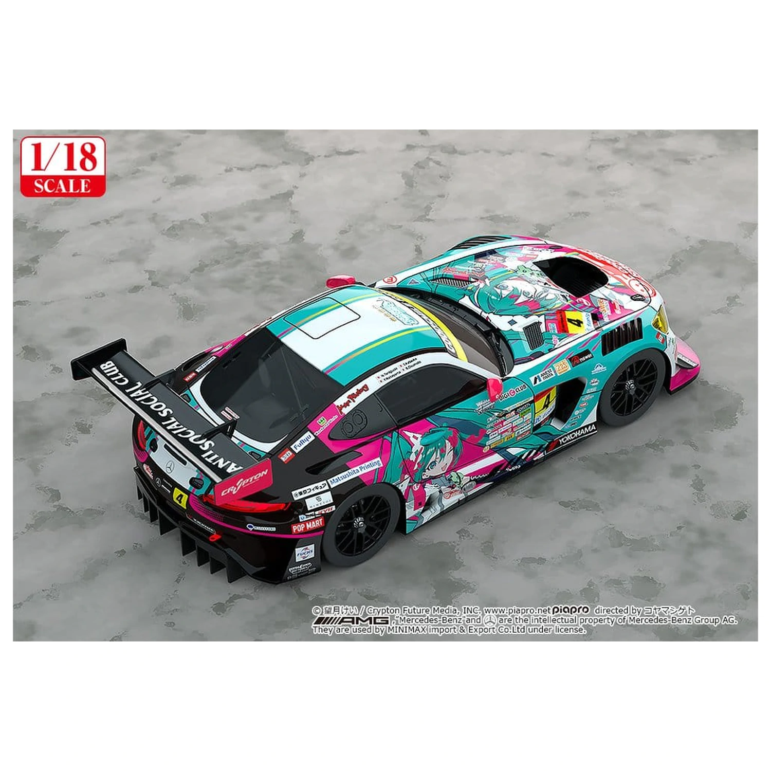 Hatsune Miku GT Project Vehicle 1/18 Good Smile Hatsune Miku AMG 2025 Season Opening Ver. 26 cm product photo