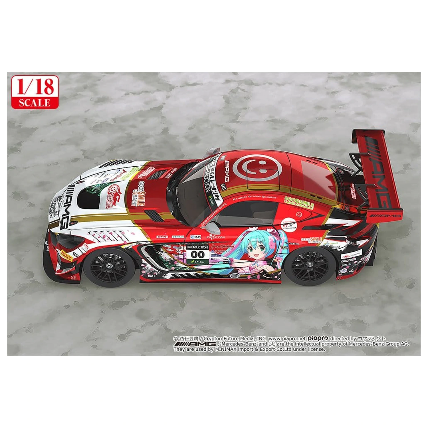 Hatsune Miku GT Project Vehicle 1/18 Mercedes-AMG Team GOOD SMILE 2019 SUZUKA 10HOURS Ver. 26 cm product photo
