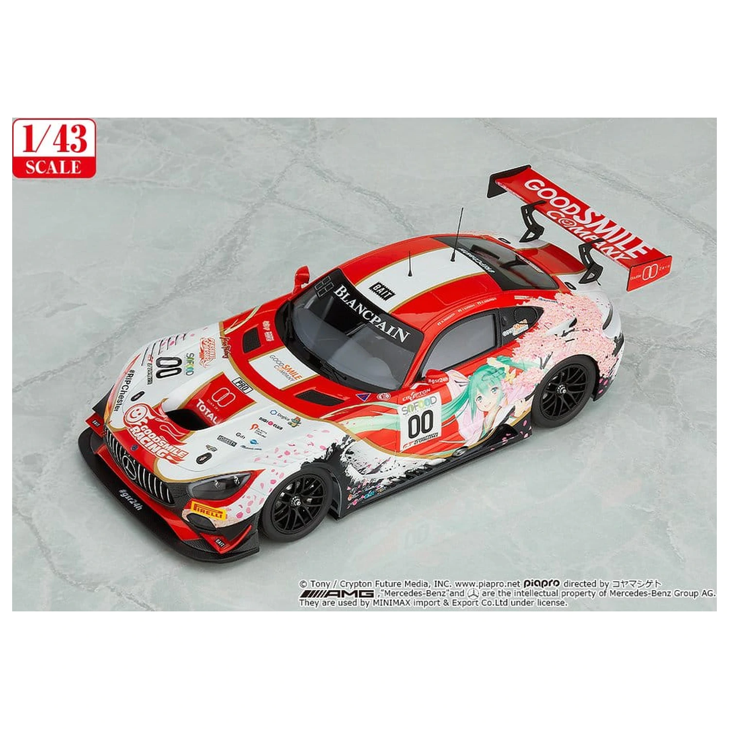 Hatsune Miku GT Project Vehicle 1/43 Good Smile Hatsune Miku AMG 2017 SPA24H Ver. 11 cm product photo