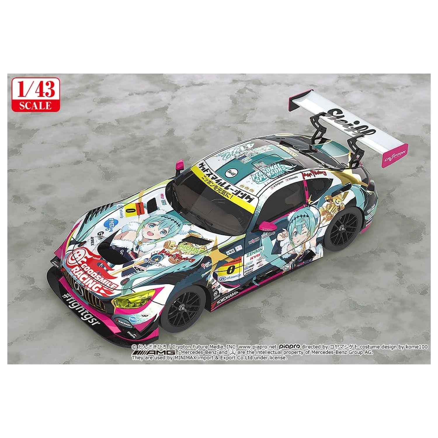 Hatsune Miku GT Project Vehicle 1/43 Good Smile Hatsune Miku AMG 2018 Final Race Ver. 11 cm product photo