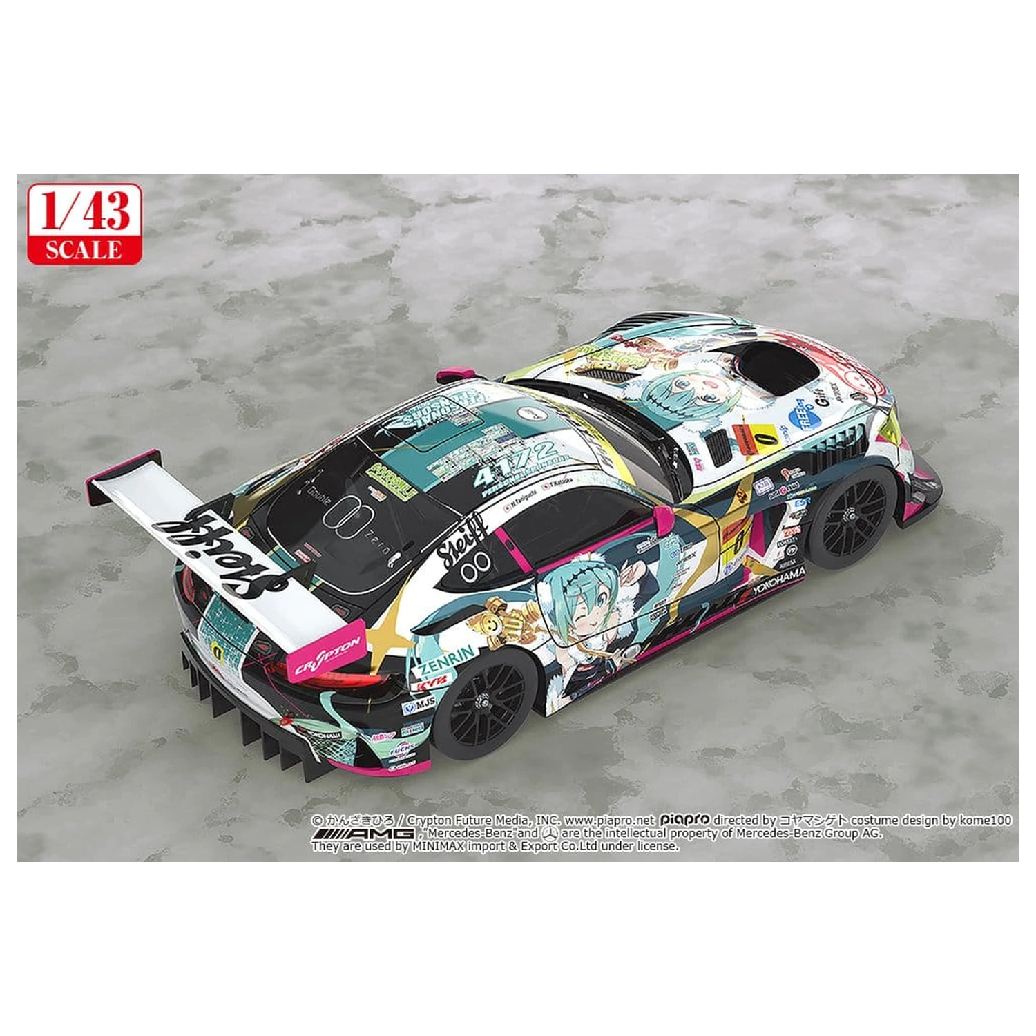 Hatsune Miku GT Project Vehicle 1/43 Good Smile Hatsune Miku AMG 2018 Final Race Ver. 11 cm product photo