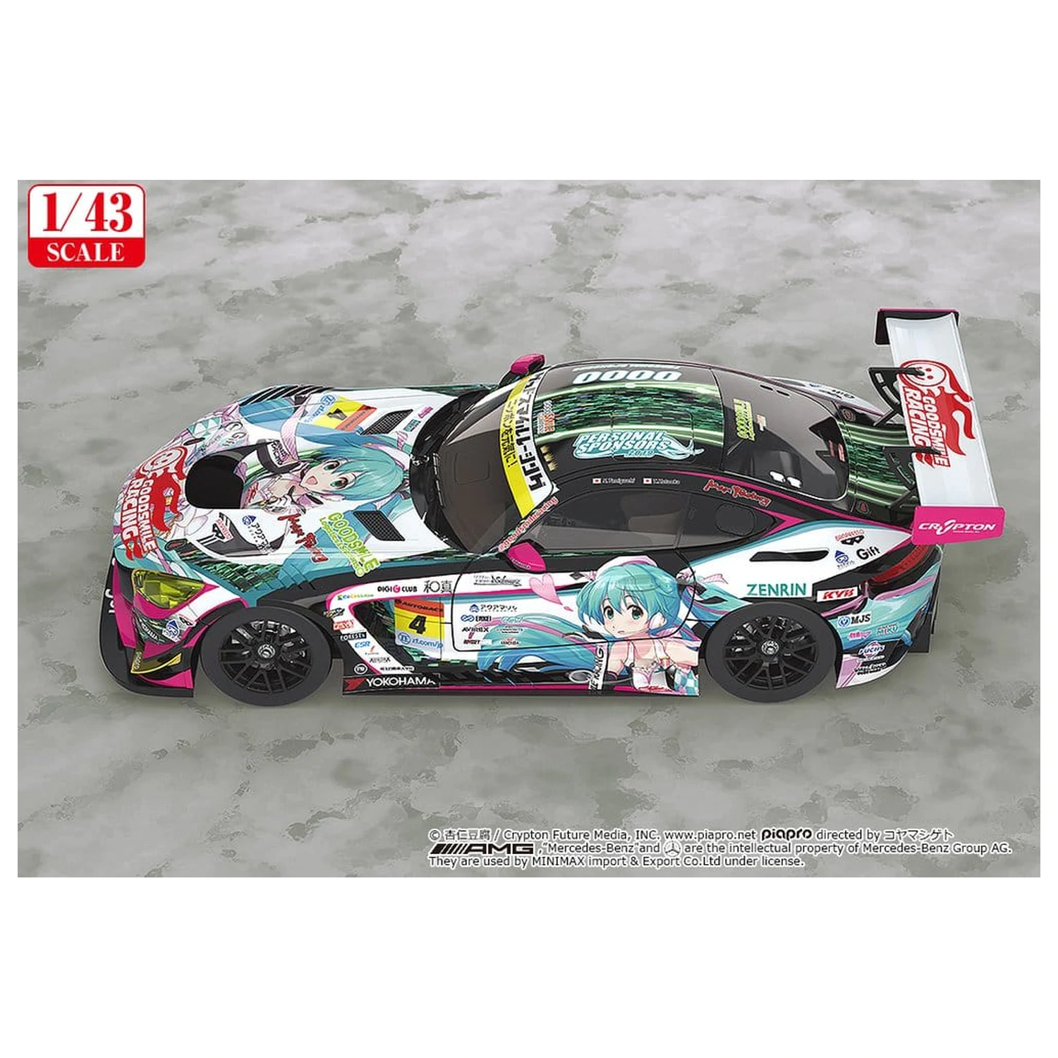 Hatsune Miku GT Project Vehicle 1/43 Good Smile Hatsune Miku AMG 2019 Ver. 11 cm product photo