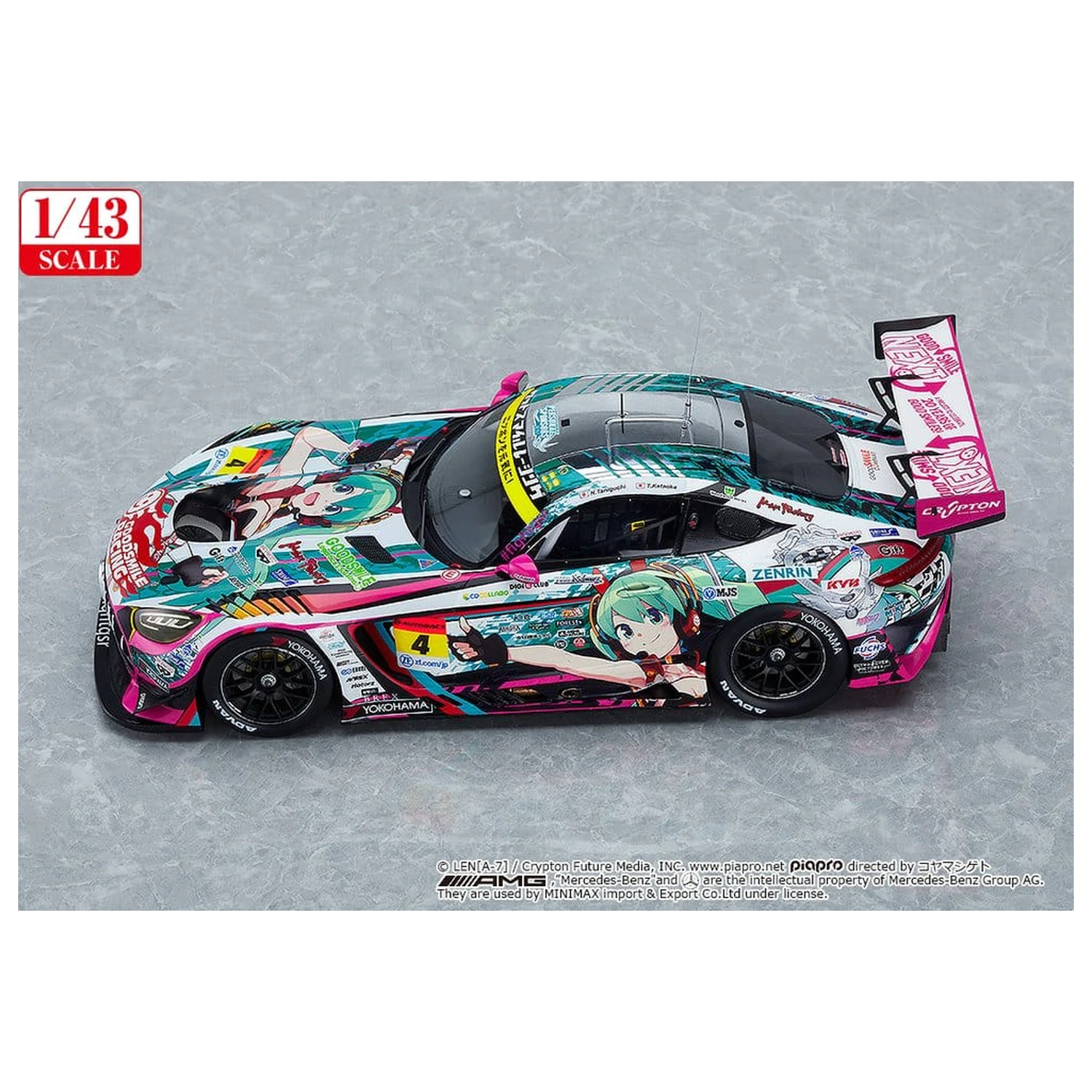Hatsune Miku GT Project Vehicle 1/43 Good Smile Hatsune Miku AMG 2020 SUPER GT Okayama Test Ver. 11 cm product photo