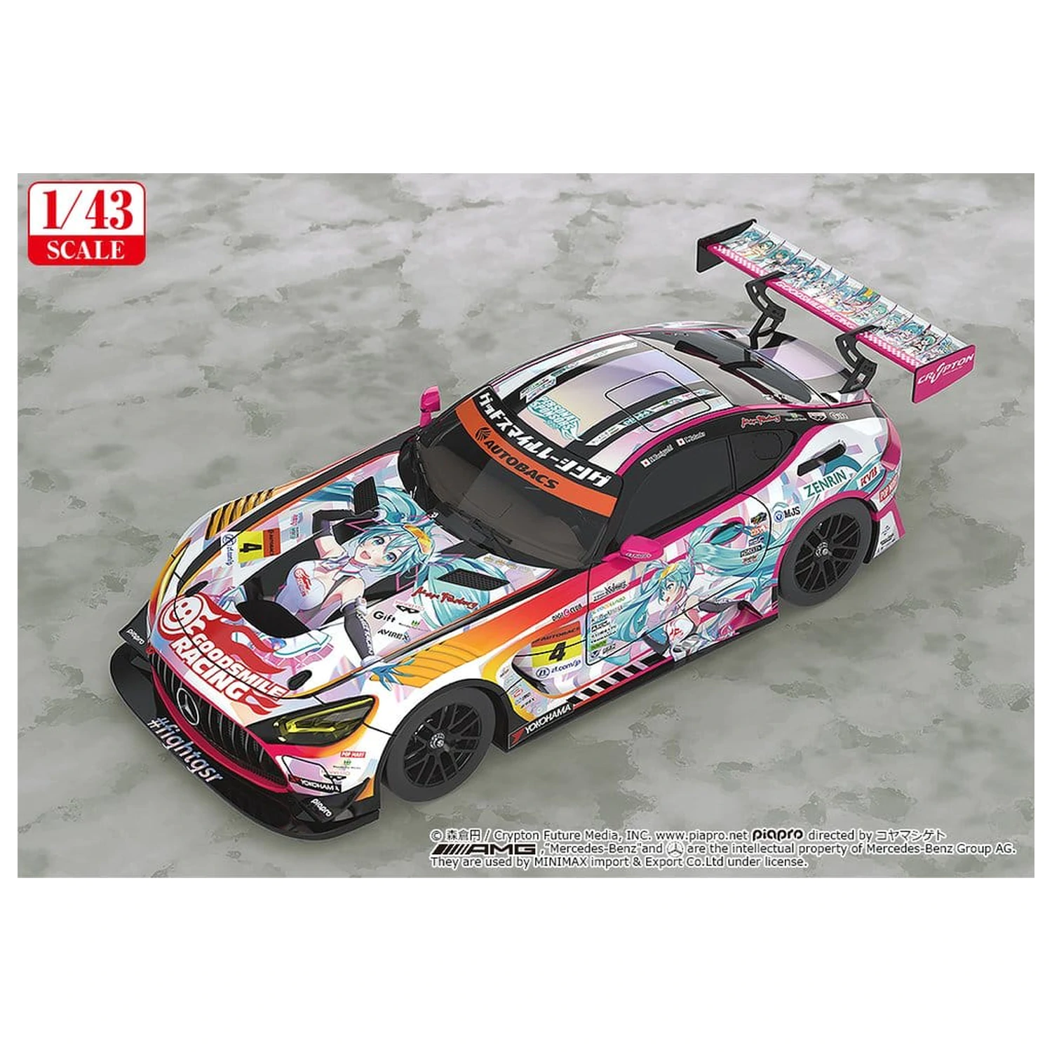 Hatsune Miku GT Project Vehicle 1/43 Good Smile Hatsune Miku AMG 2021 SUPER GT 100th Race Commemorative Ver. 11 cm product photo