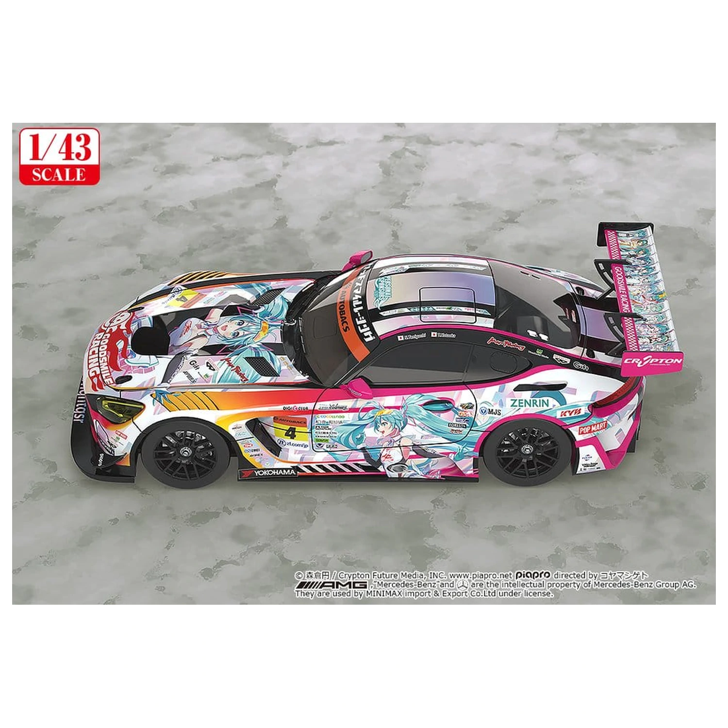 Hatsune Miku GT Project Vehicle 1/43 Good Smile Hatsune Miku AMG 2021 SUPER GT 100th Race Commemorative Ver. 11 cm product photo
