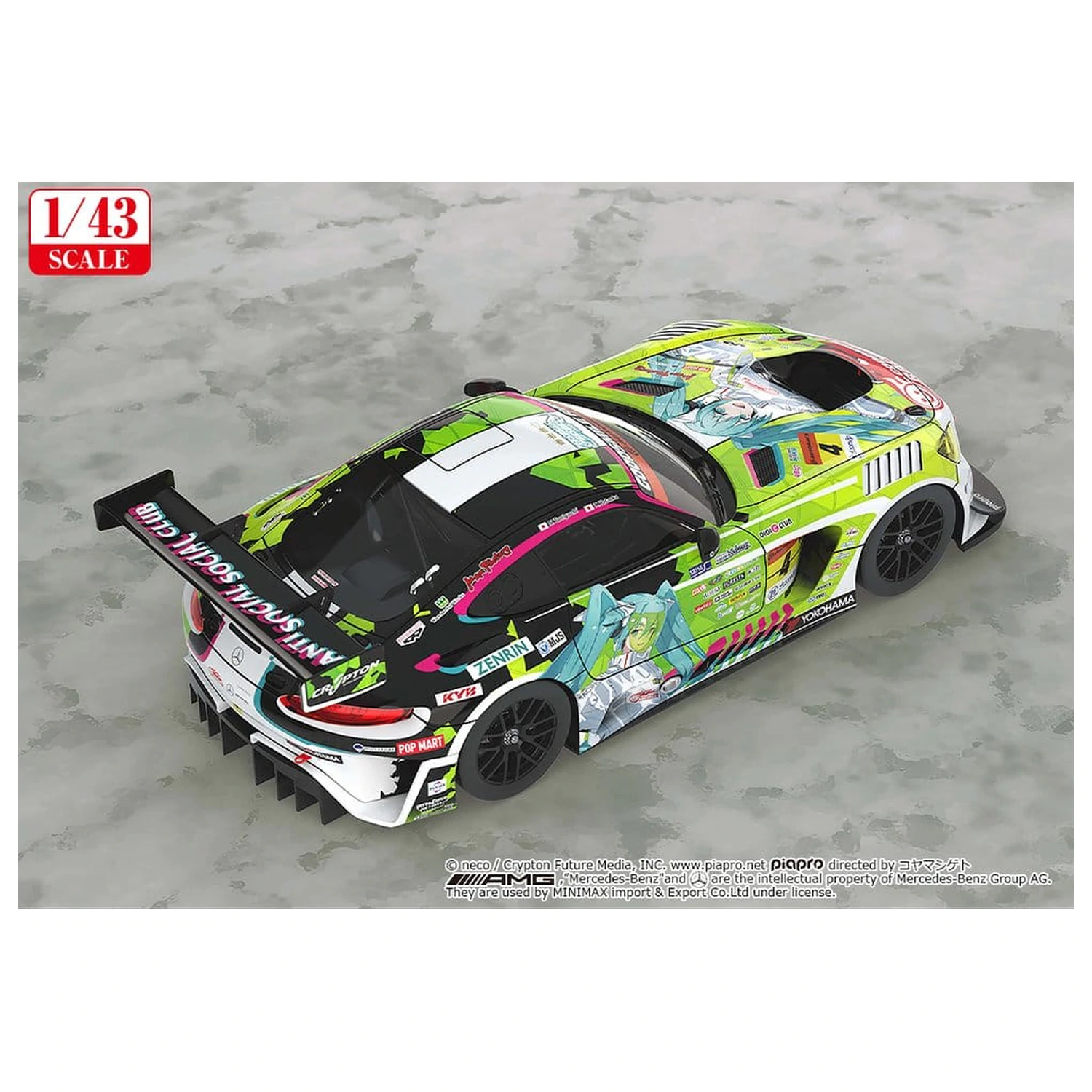 Hatsune Miku GT Project Vehicle 1/43 Good Smile Hatsune Miku AMG 2022 Season Opening Ver. 11 cm product photo