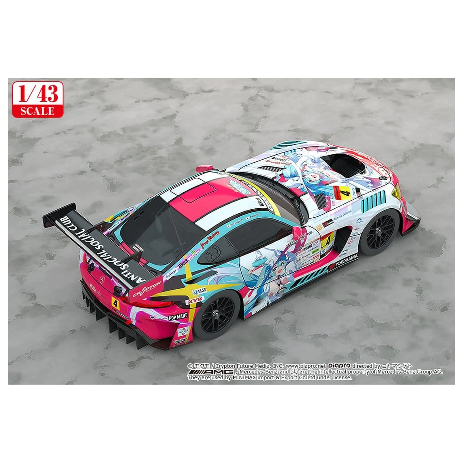 Hatsune Miku GT Project Vehicle 1/43 Good Smile Hatsune Miku AMG 2024 Season Opening Ver. 11 cm product photo
