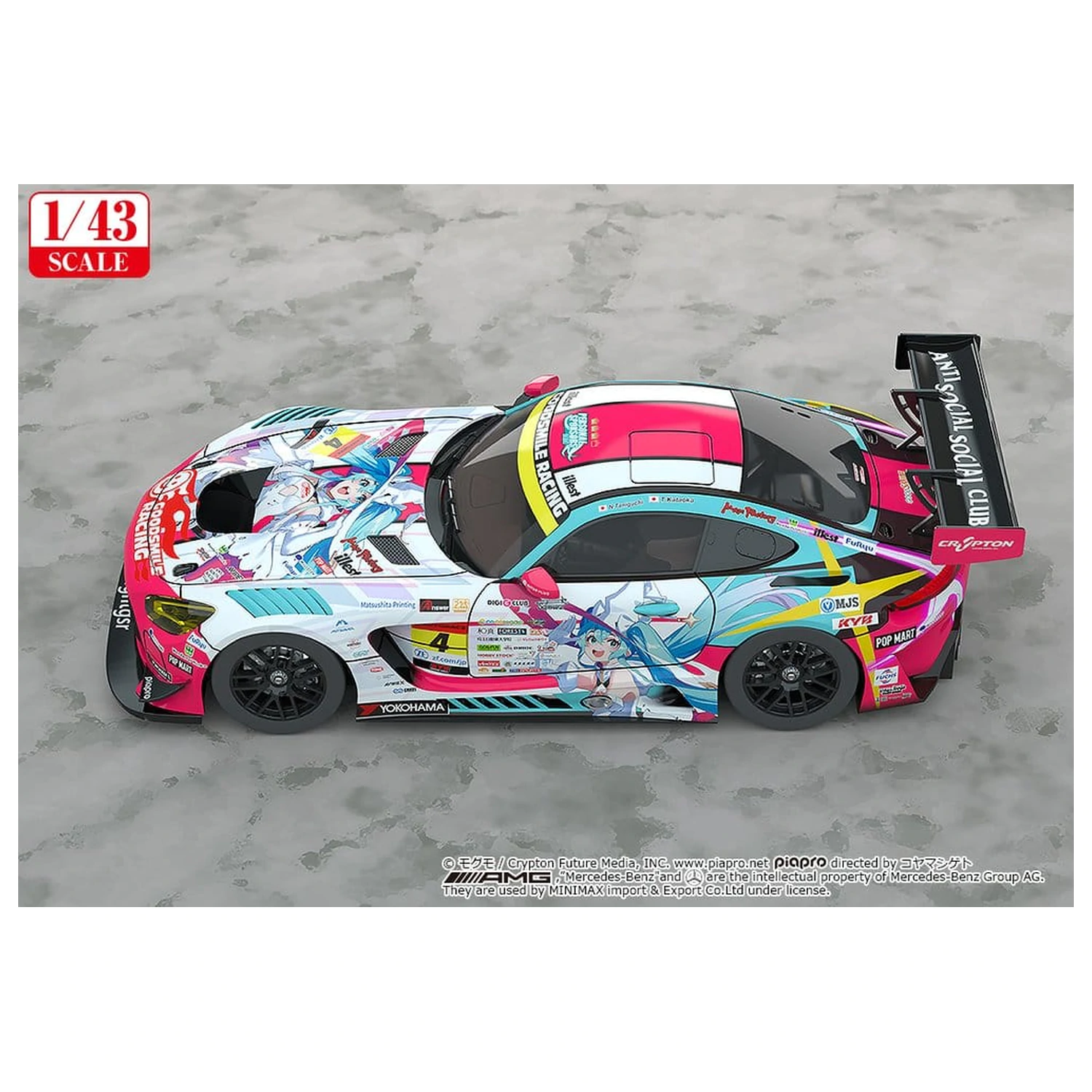 Hatsune Miku GT Project Vehicle 1/43 Good Smile Hatsune Miku AMG 2024 Season Opening Ver. 11 cm product photo