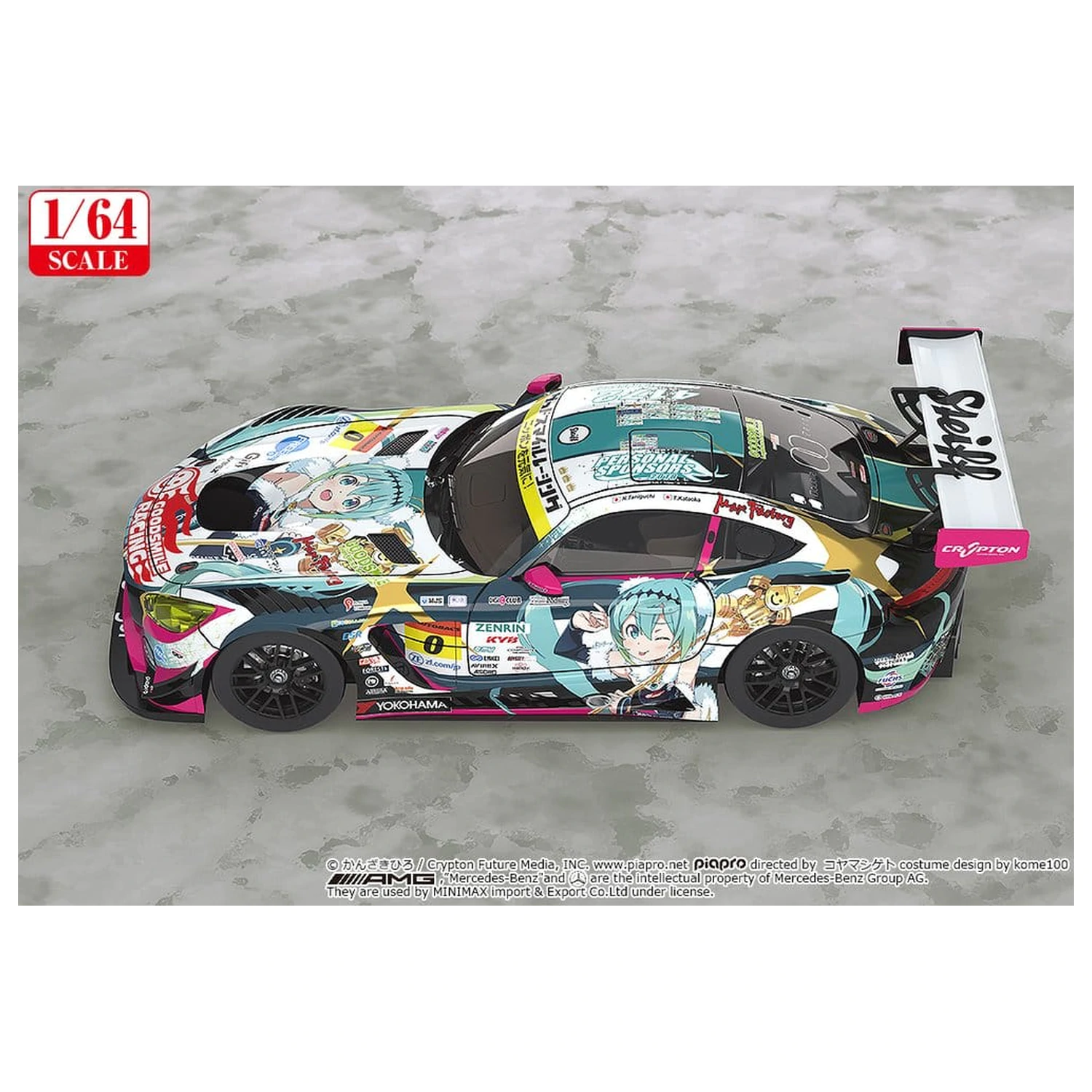 Hatsune Miku GT Project Vehicle 1/64 Good Smile Hatsune Miku AMG 2018 SUPER GT Ver. 7 cm product photo