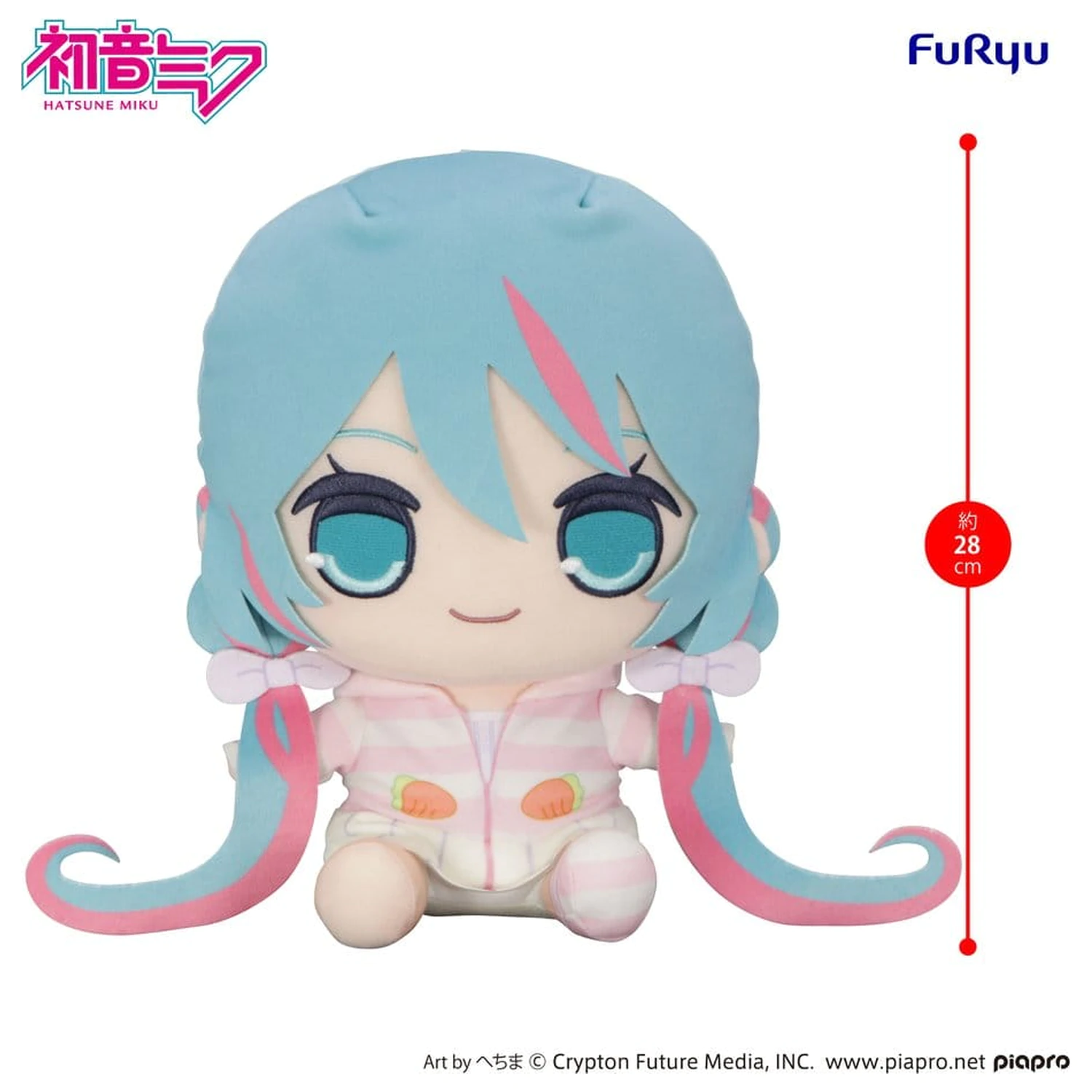 Hatsune Miku Kyurumaru Big Plush Figure Rabbit Ear Hood Pajama 28 cm product photo
