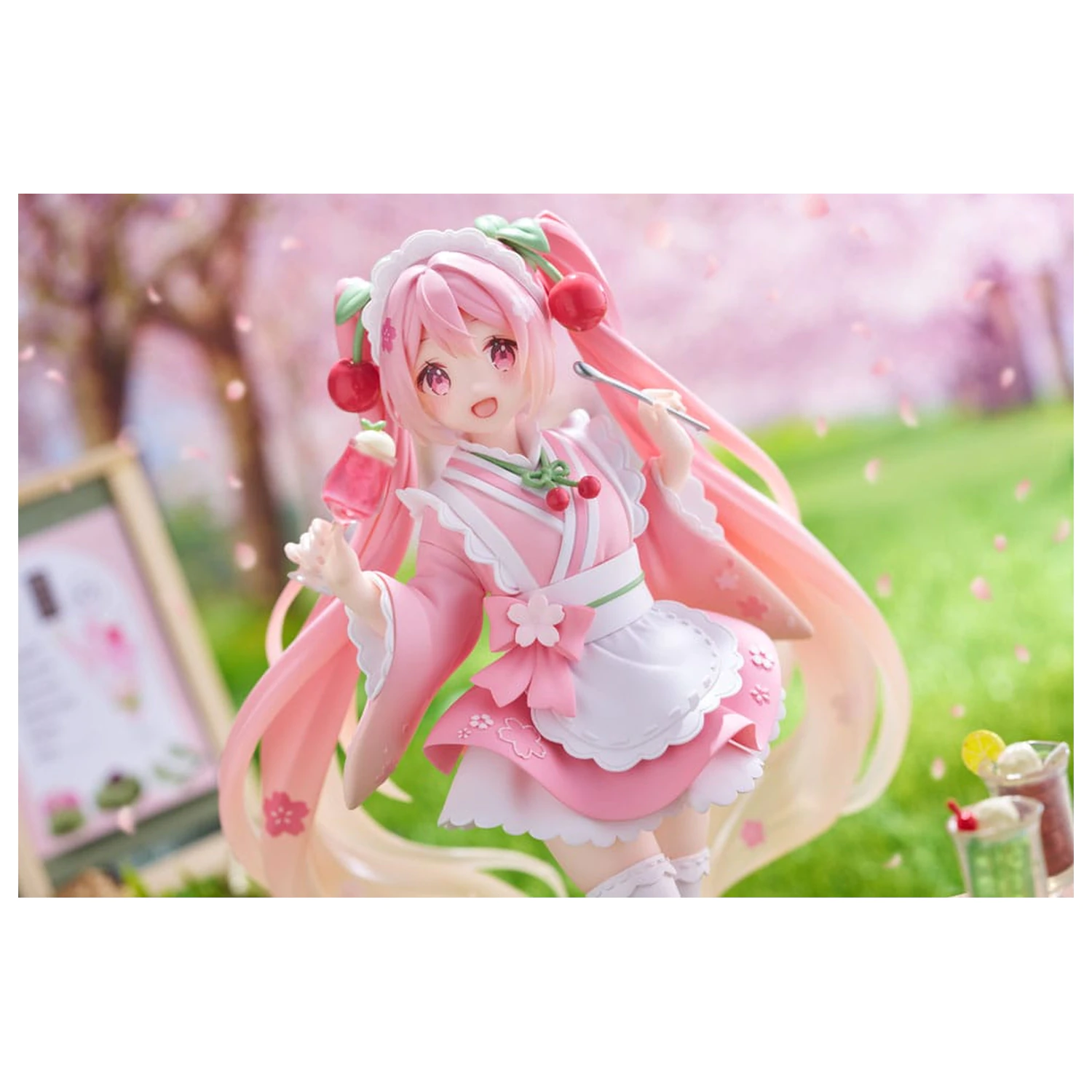 Hatsune Miku PVC Statue Newley Written Sakura Miku Japanese Cafe Ver. Reissue 18 cm product photo