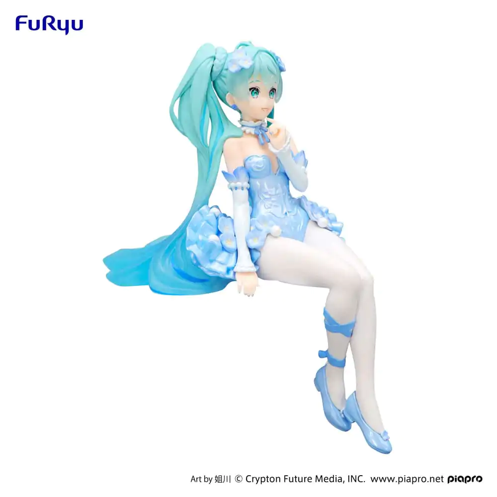 Hatsune Miku Noodle Stopper PVC Statue Flower Fairy Nemophila Pail Blue Color Ver. 15 cm product photo