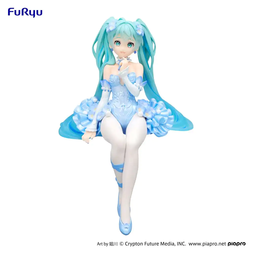 Hatsune Miku Noodle Stopper PVC Statue Flower Fairy Nemophila Pail Blue Color Ver. 15 cm product photo