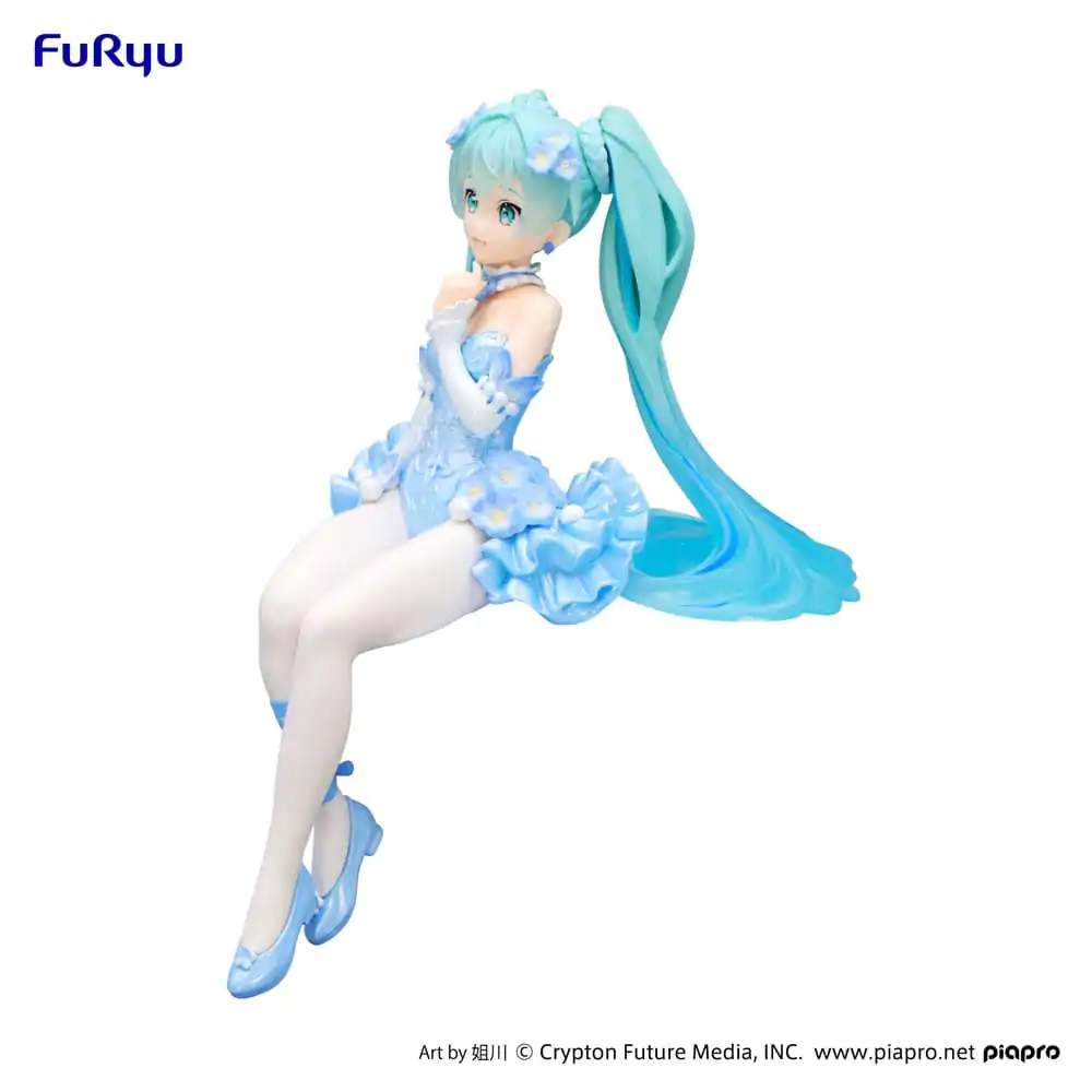 Hatsune Miku Noodle Stopper PVC Statue Flower Fairy Nemophila Pail Blue Color Ver. 15 cm product photo