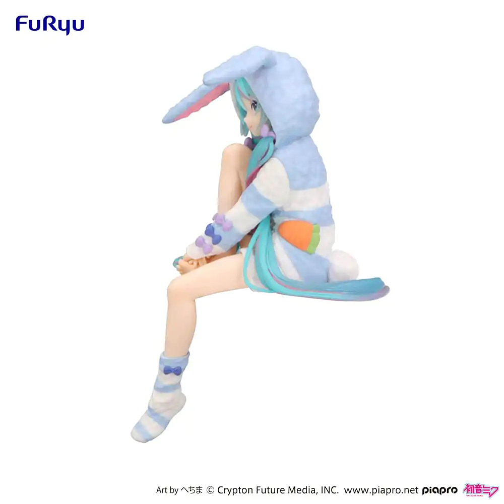 Hatsune Miku Noodle Stopper PVC Statue Hatsune Miku Rabbit Ear Hood Pajama Blue Color Ver. 14 cm product photo