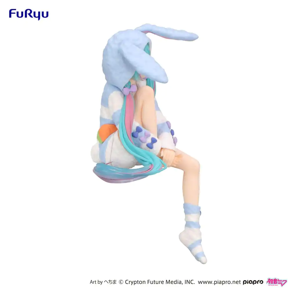 Hatsune Miku Noodle Stopper PVC Statue Hatsune Miku Rabbit Ear Hood Pajama Blue Color Ver. 14 cm product photo