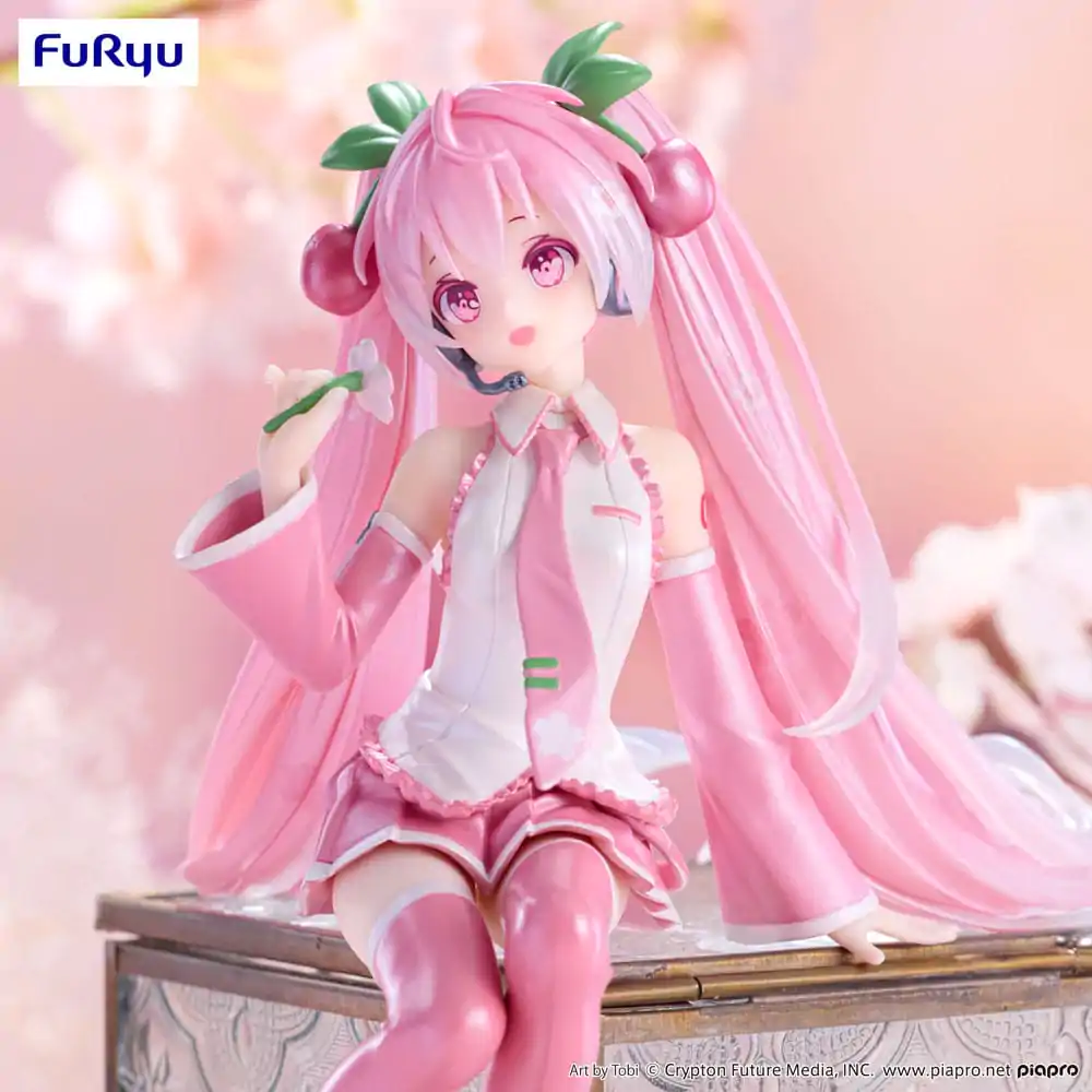 Hatsune Miku Noodle Stopper PVC Statue Sakura Miku 2024 Pearl Color Ver. 15 cm product photo