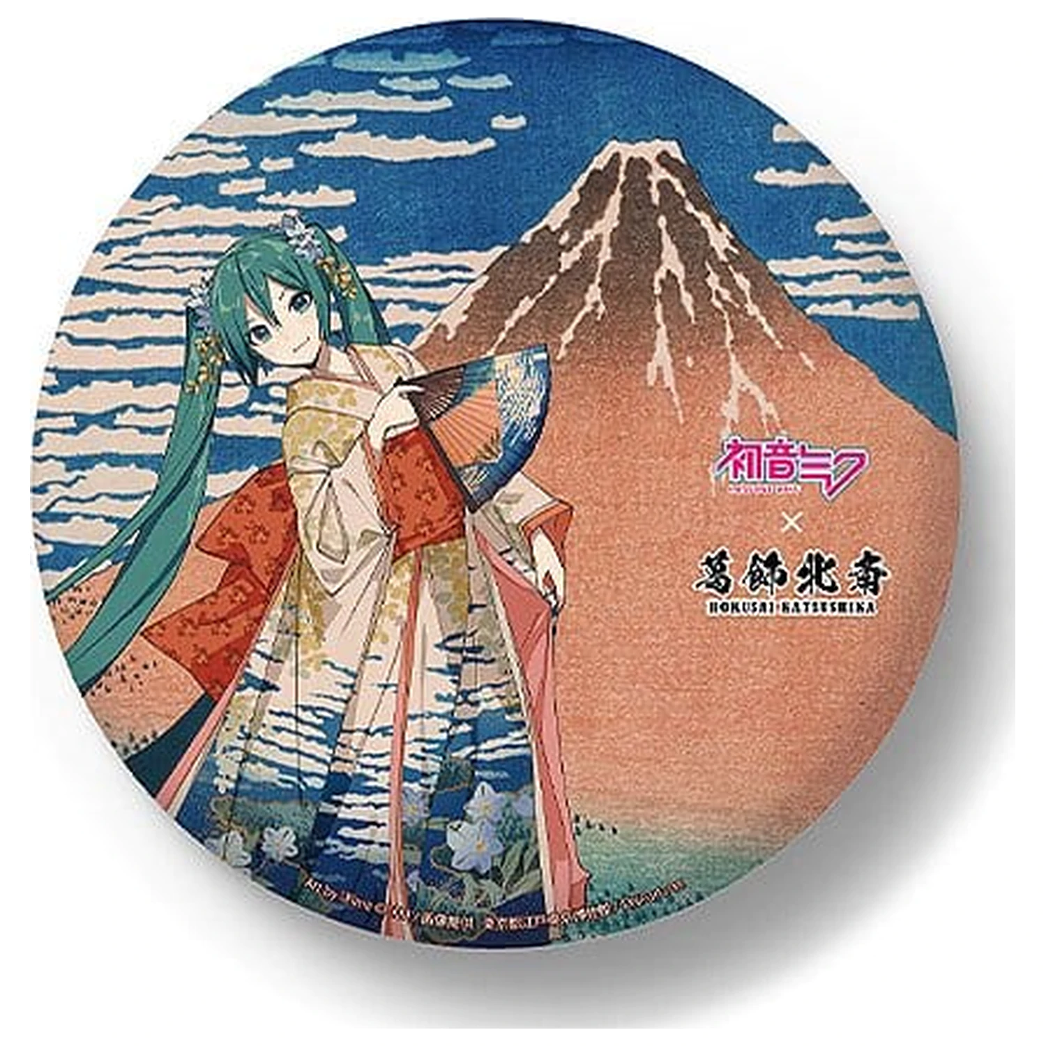 Hatsune Miku x Katsushika Hokusai iXima Large Pinback Button Fine Wind, Clear Morning  product photo