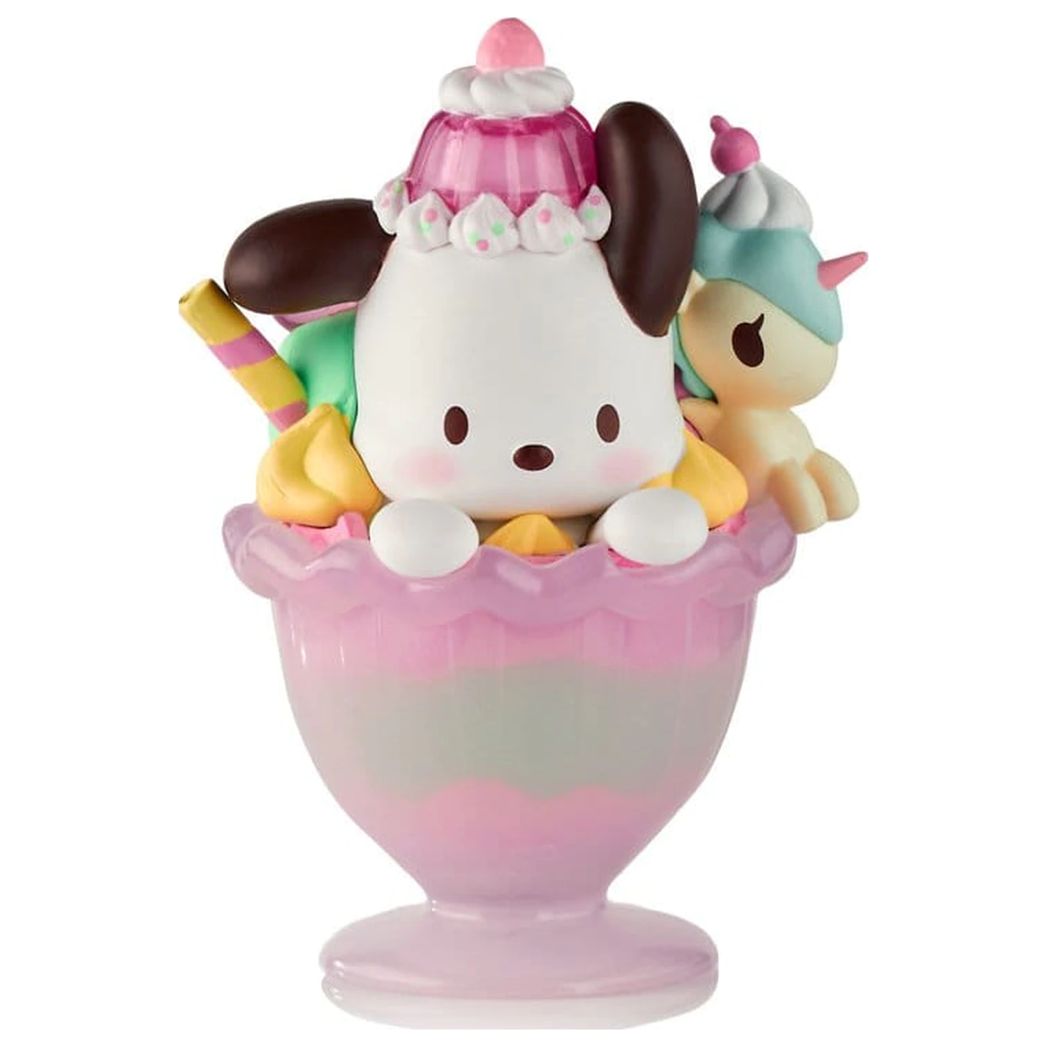 Hello Kitty & Friends Window Box Figure Fast Food Pochacco Pink Unicorn Sundae 9 cm product photo