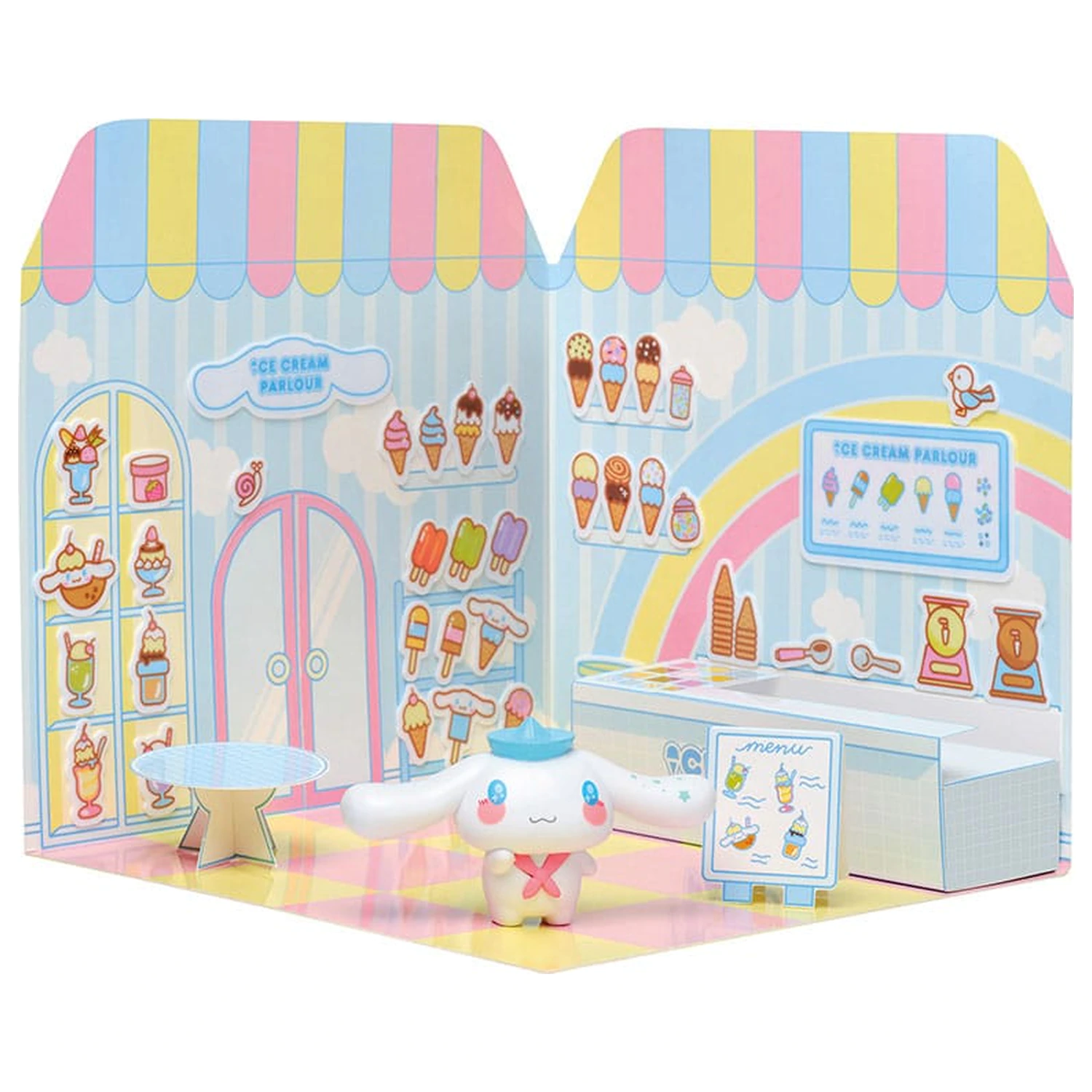 Hello Kitty and Friends Mini figure Sticker House Cinnamoroll Ice Cream Parlour product photo