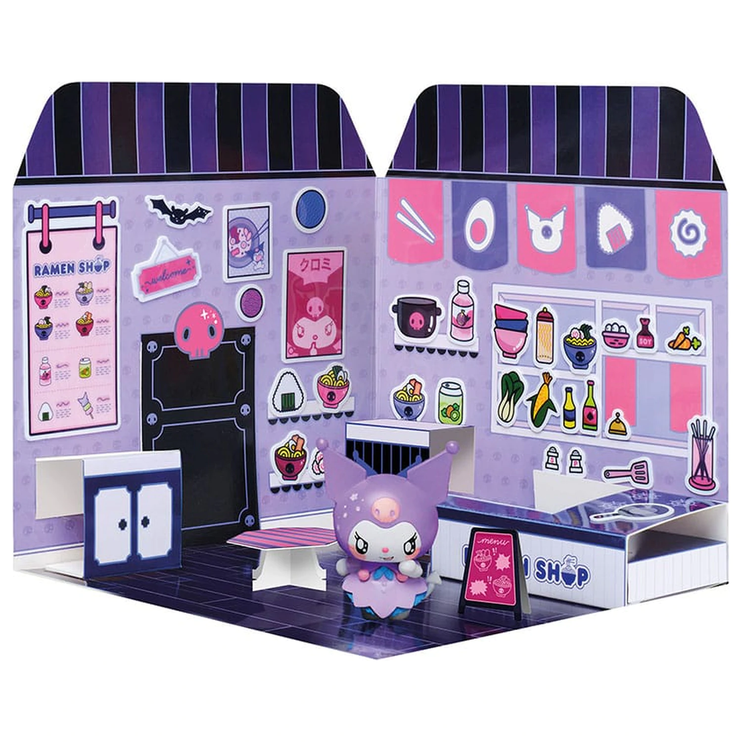 Hello Kitty and Friends Mini figure Sticker House Kuromi Ramen Shop product photo