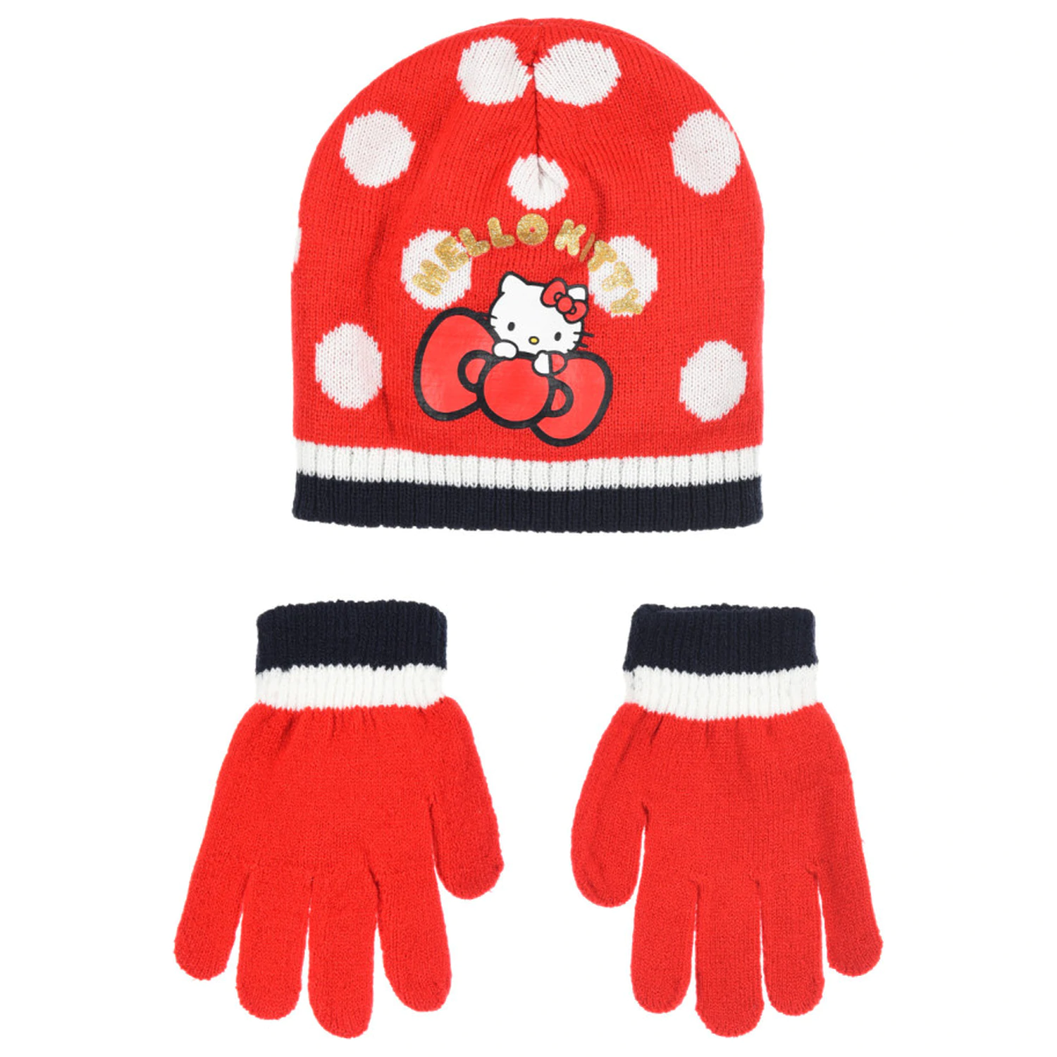 Hello Kitty Cute Dots Red kids' hat and gloves set 54 cm product photo