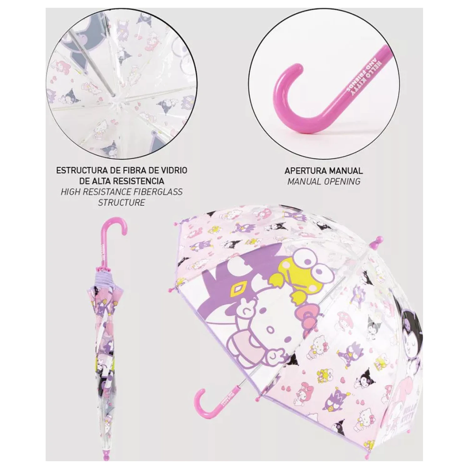 Hello Kitty Happy Friends Kids Transparent Umbrella product photo