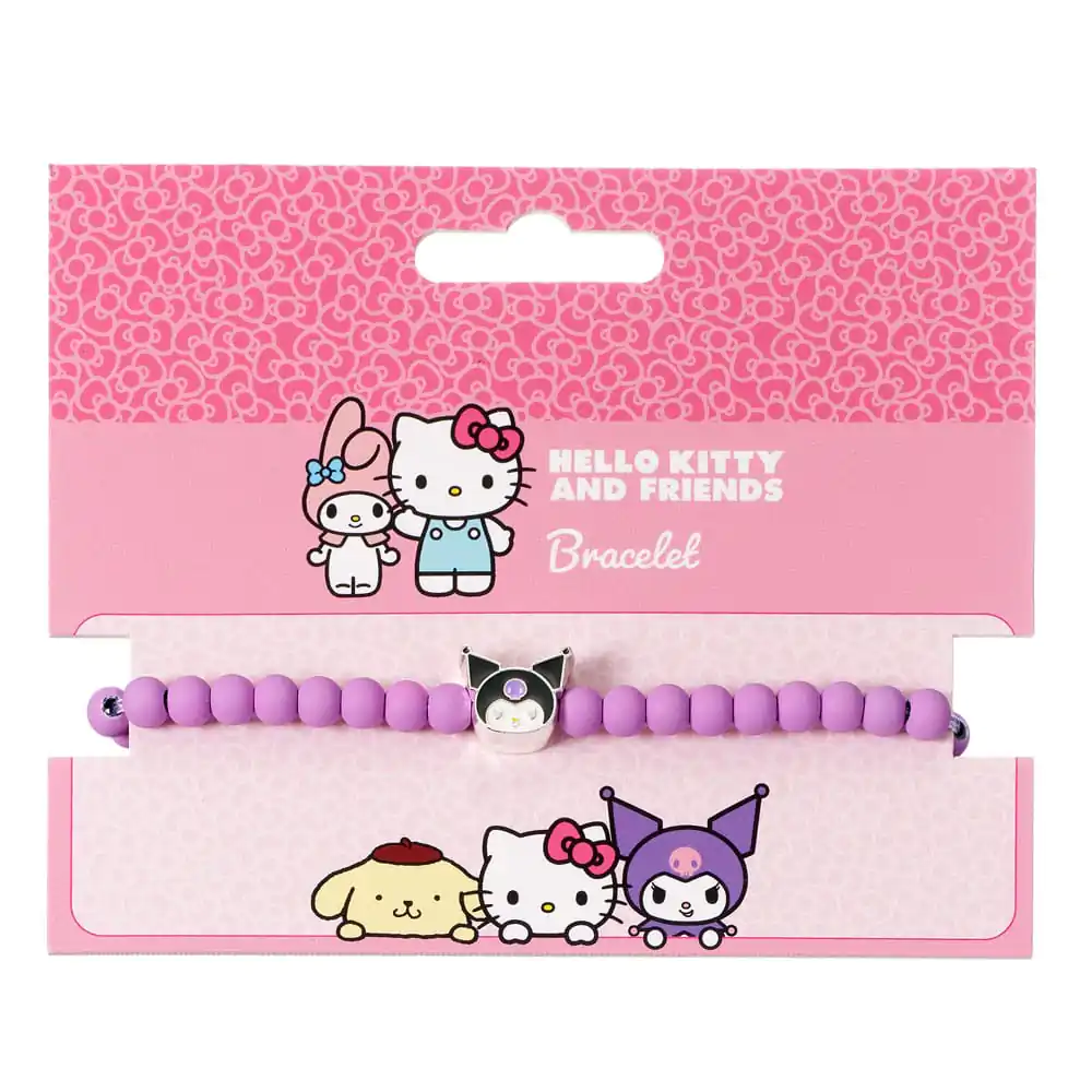 Hello Kitty Bracelet purple beads with Kuromi Charm 21 cm product photo