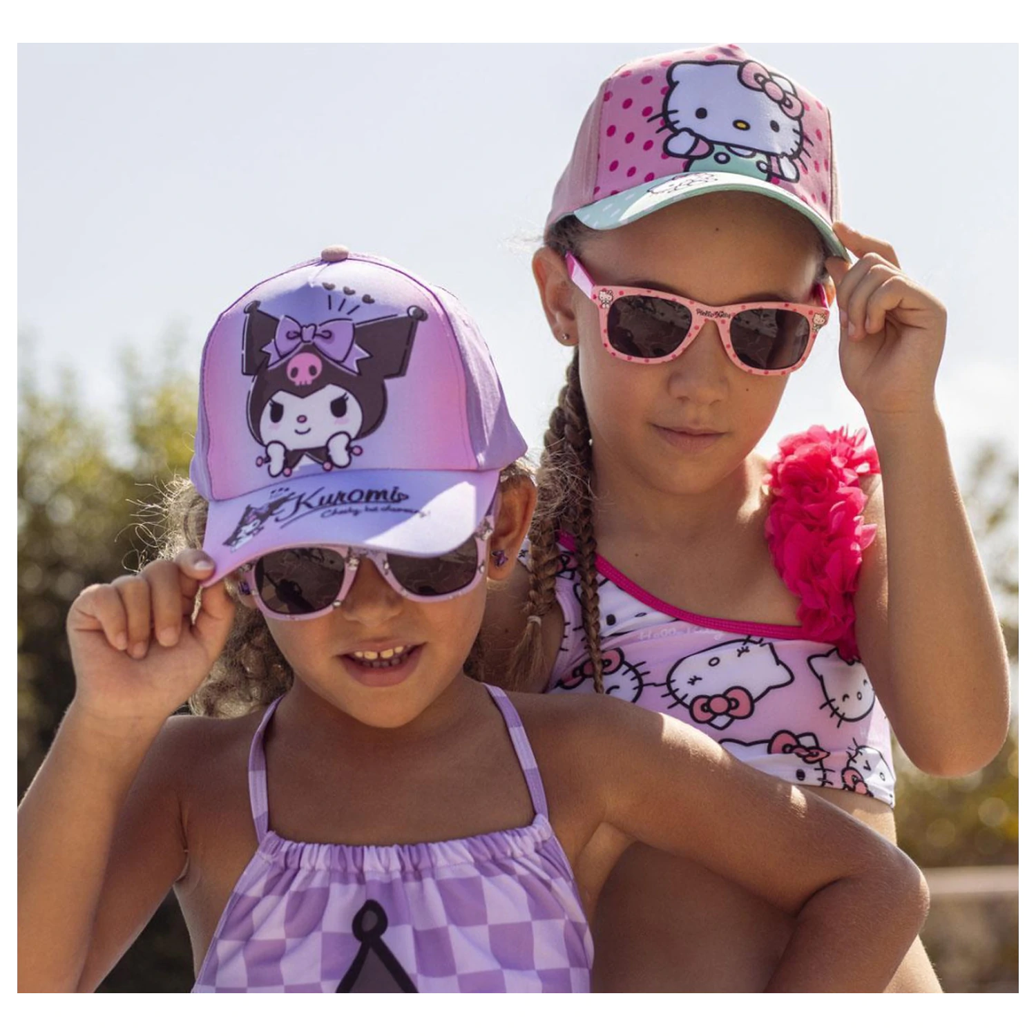 Hello Kitty and Kuromi Sunglasses and Baseball Cap Set product photo