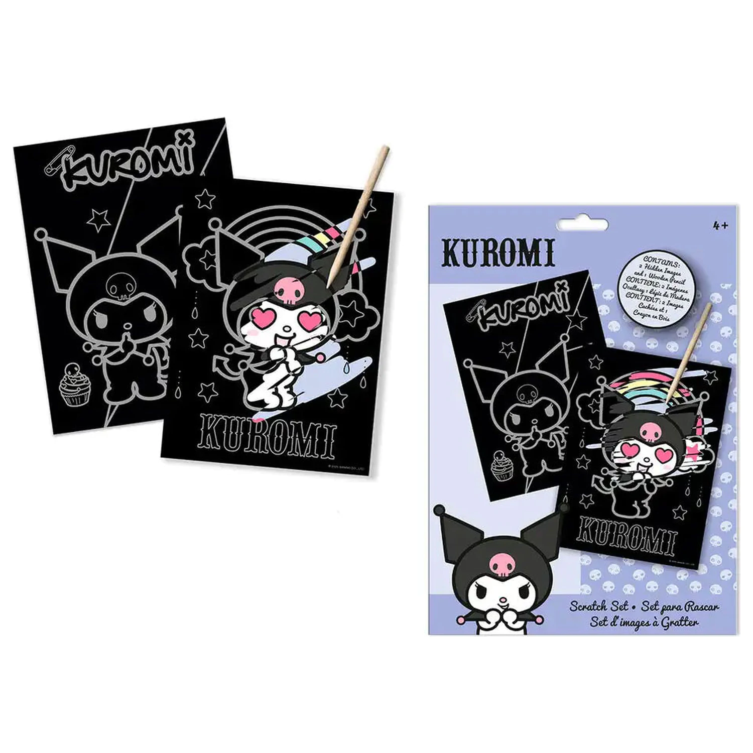 Hello Kitty and Kuromi Scratch Art Kit product photo