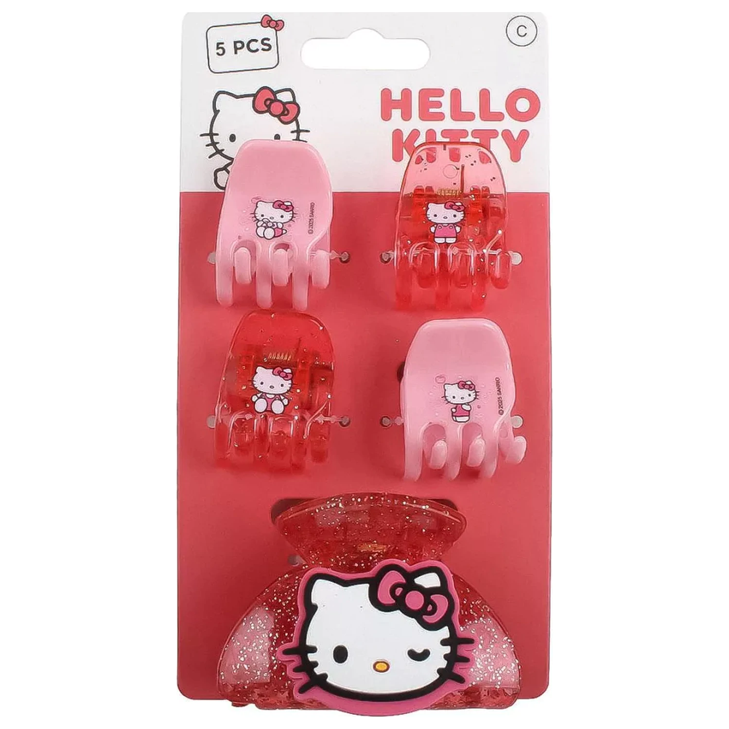 Hello Kitty Pink Hair Clip Set, 5-piece product photo