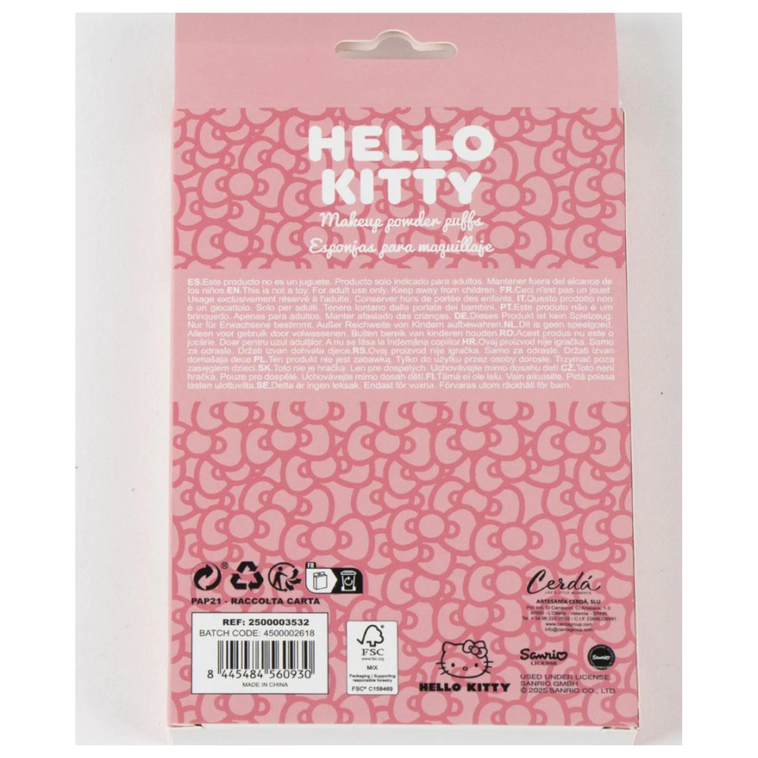 Hello Kitty Pink Makeup Sponge Set 4 pieces product photo
