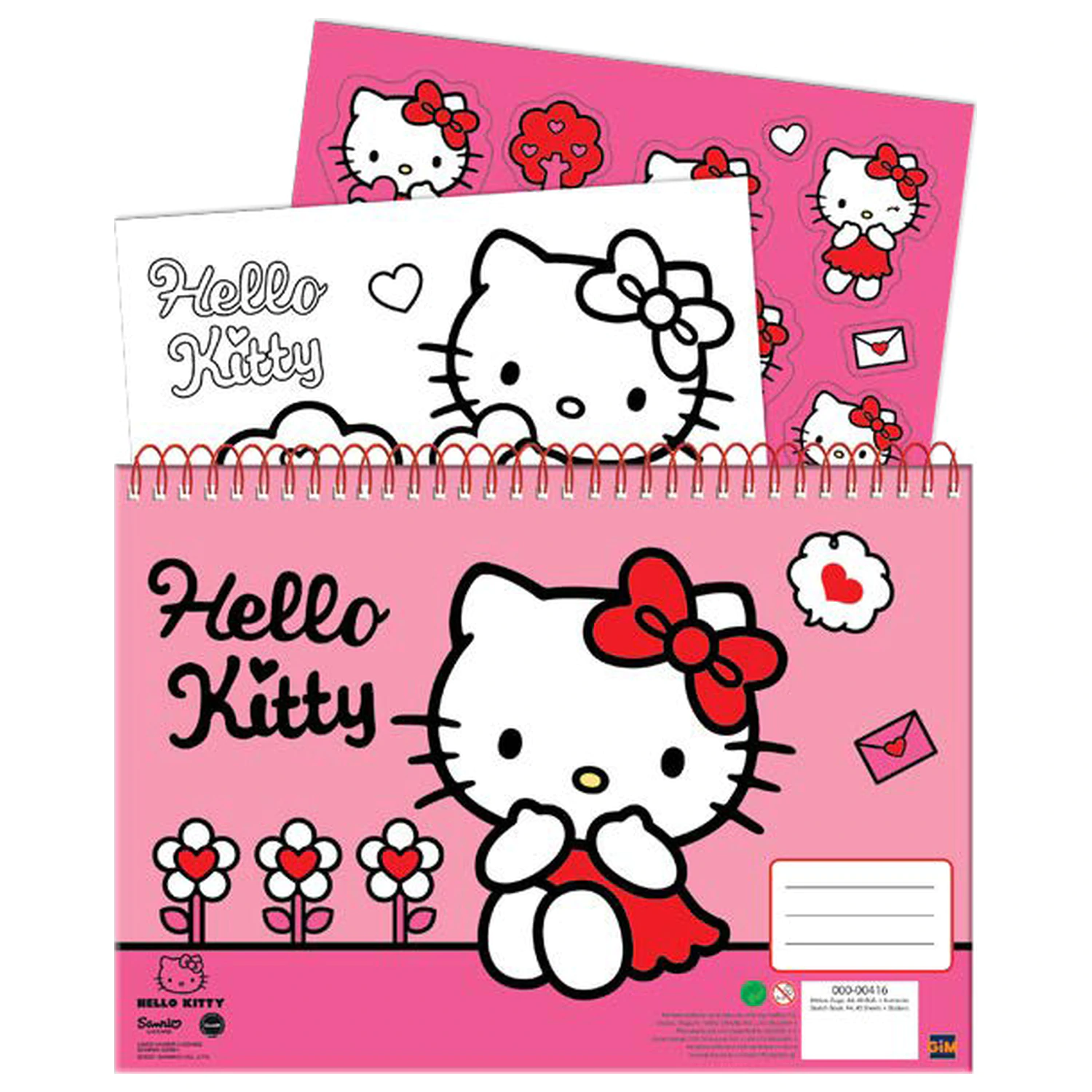 Hello Kitty Sweetheart A4 Spiral Sketchbook 40 Sheets with Stickers product photo