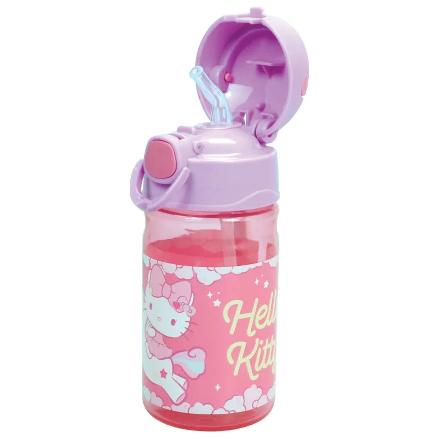 Hello Kitty Unicorn Plastic Drinking Bottle with Straw and Lanyard 350 ml product photo