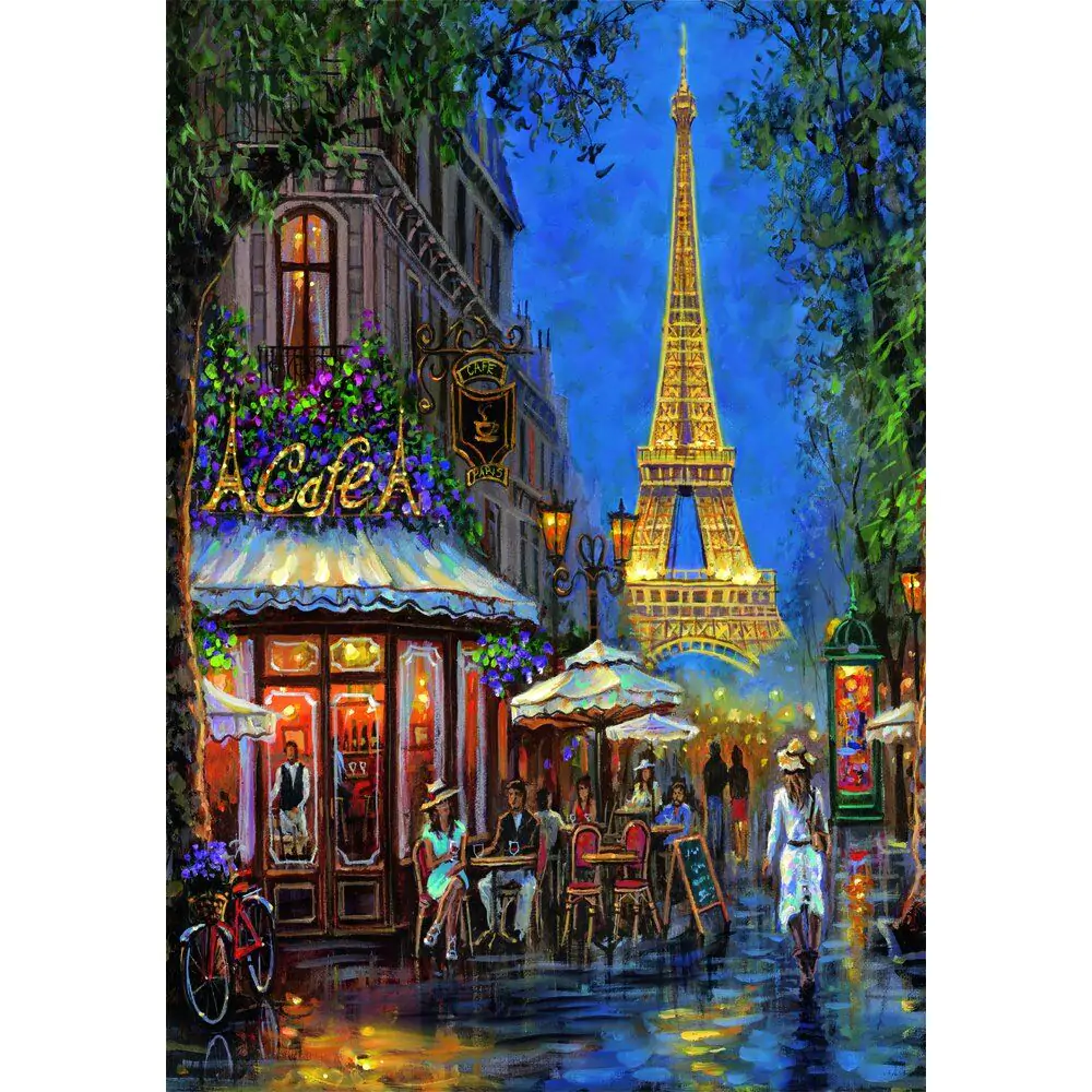 High Quality Night at the Eiffel Cafe puzzle 500pcs product photo