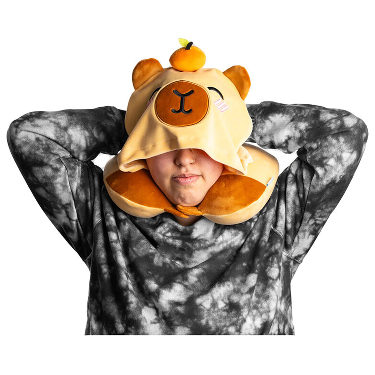 Hoodeazzz Duke The Capibara hooded travel pillow product photo