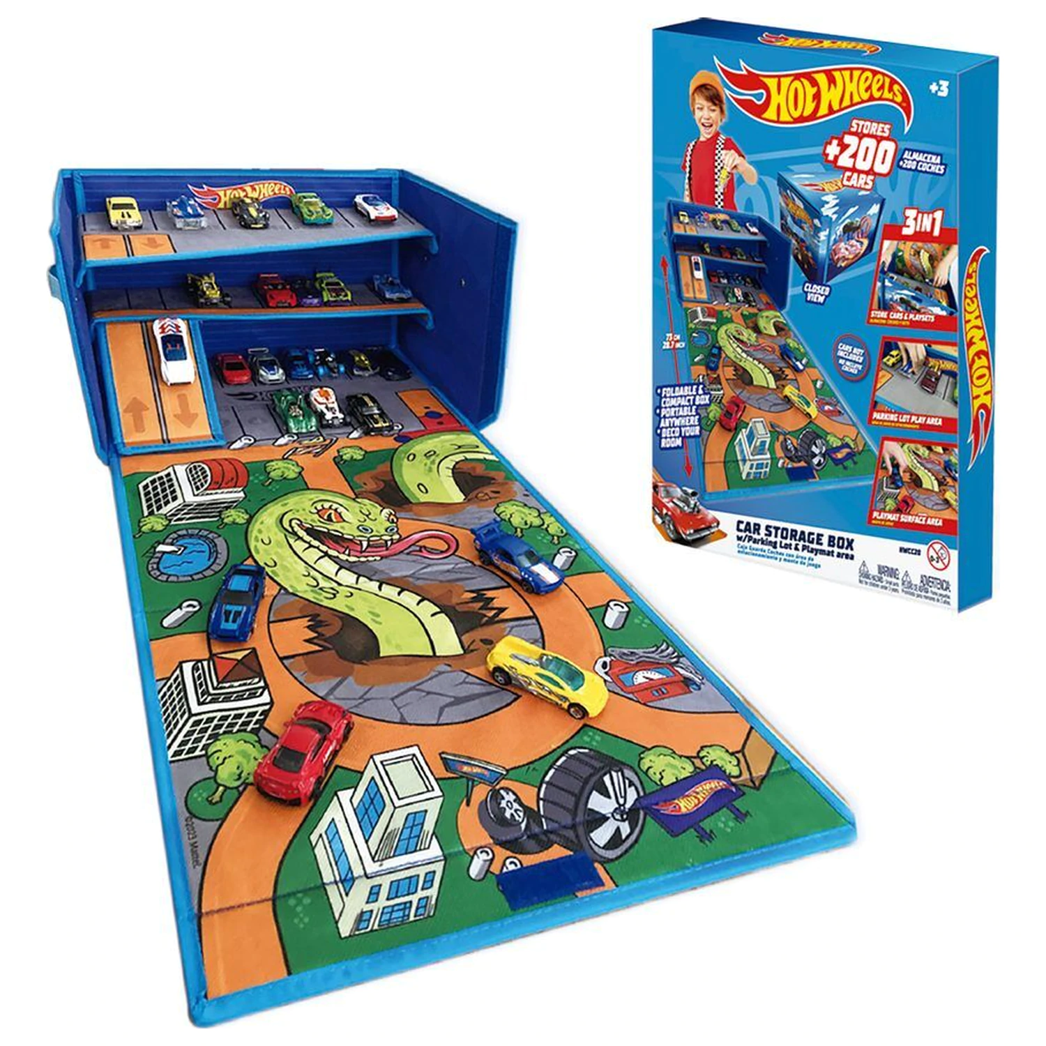 Hot Wheels Car organizer box with track and play area product photo