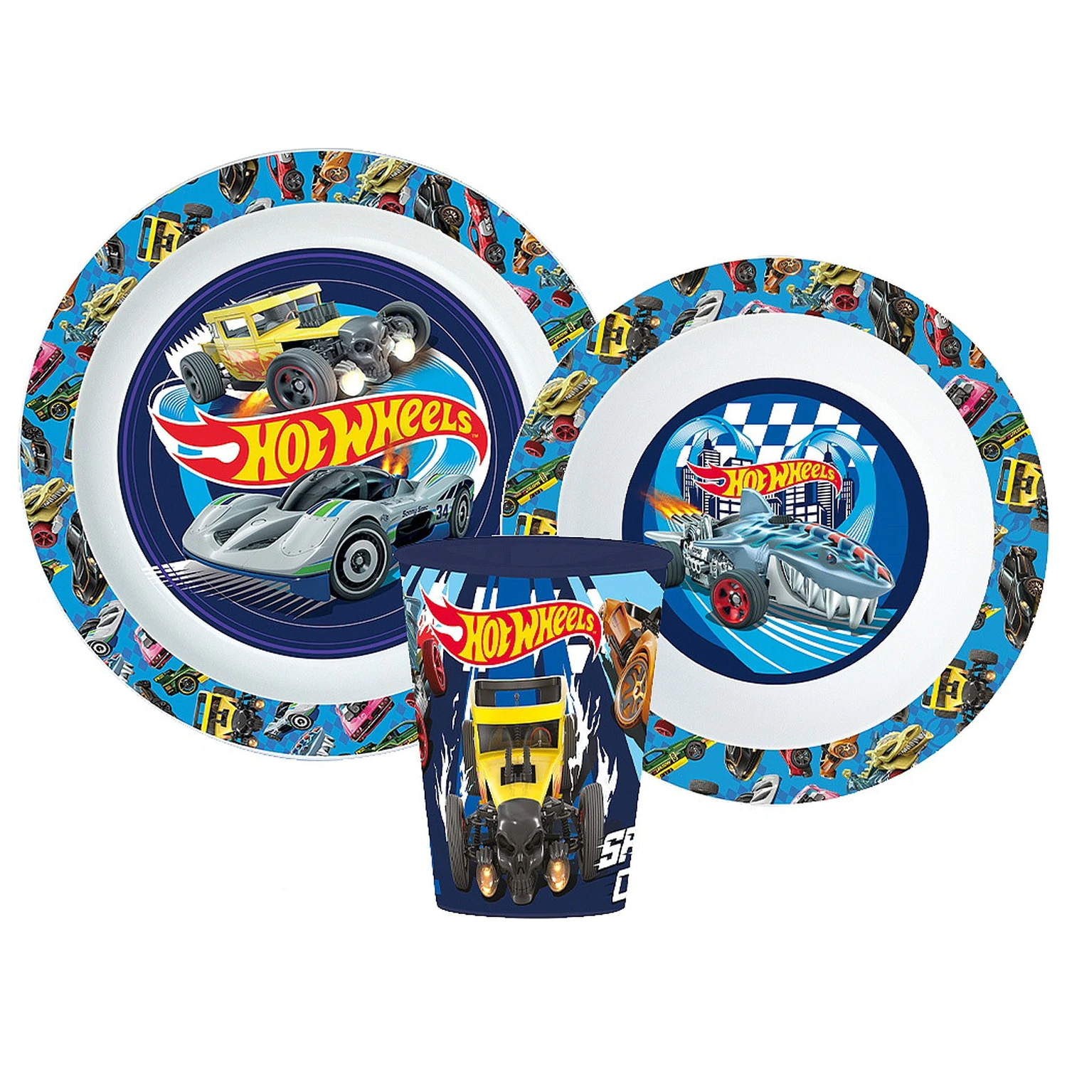 Hot Wheels Blue Fire dinnerware set, micro plastic set with 260 ml cup product photo