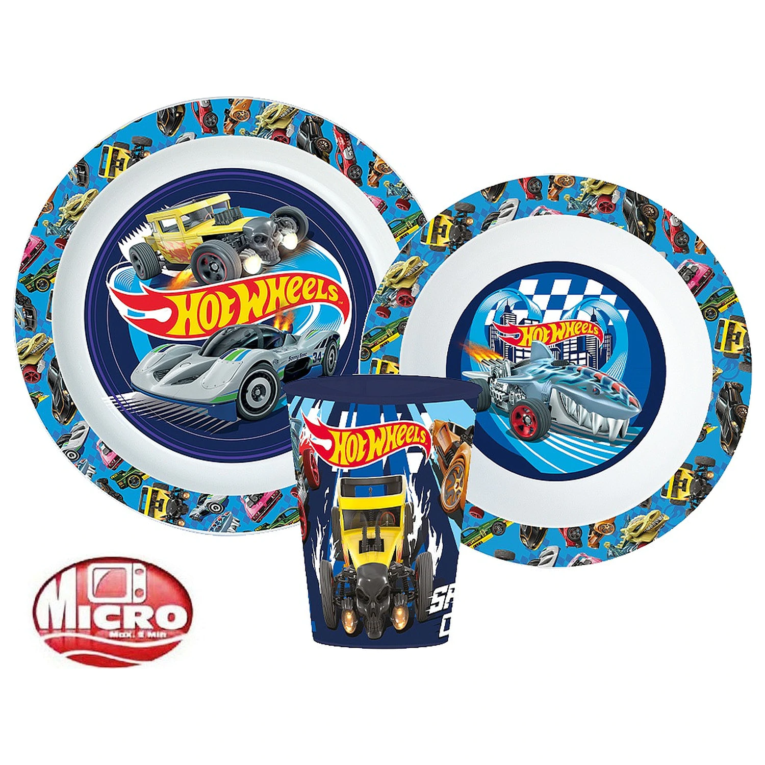 Hot Wheels Blue Fire dinnerware set, micro plastic set with 260 ml cup product photo