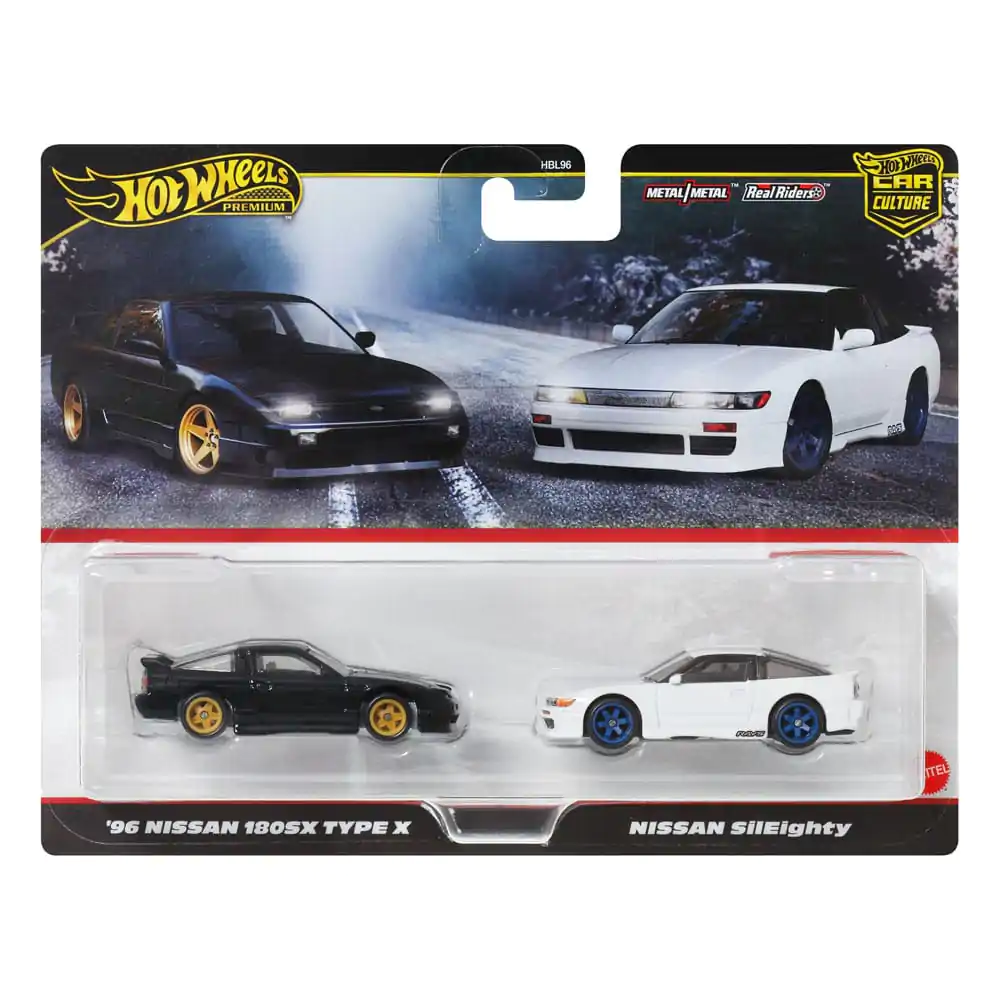 Hot Wheels Premium Car Culture Diecast Vehicle 2-Pack 1/64 &#039;96 Nissan 180SX Type X &amp; Nissan SilEighty product photo